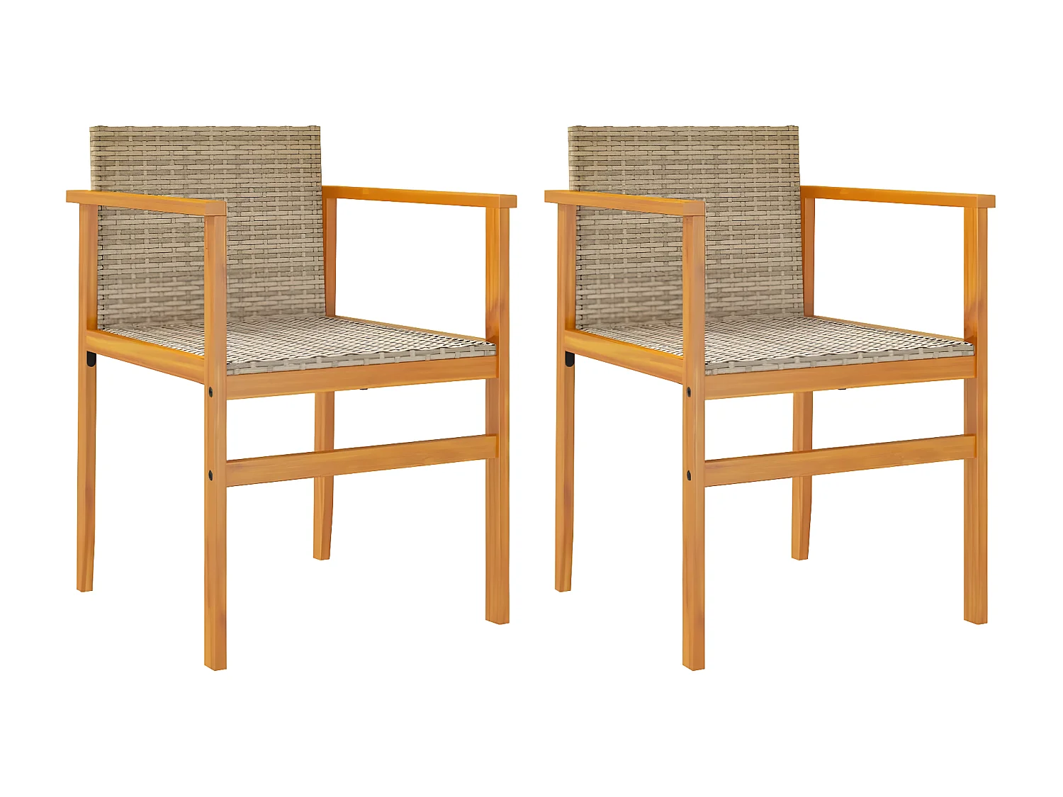Lot de 2 Chaises de jardin beige résine tressée et bois massif FR47231