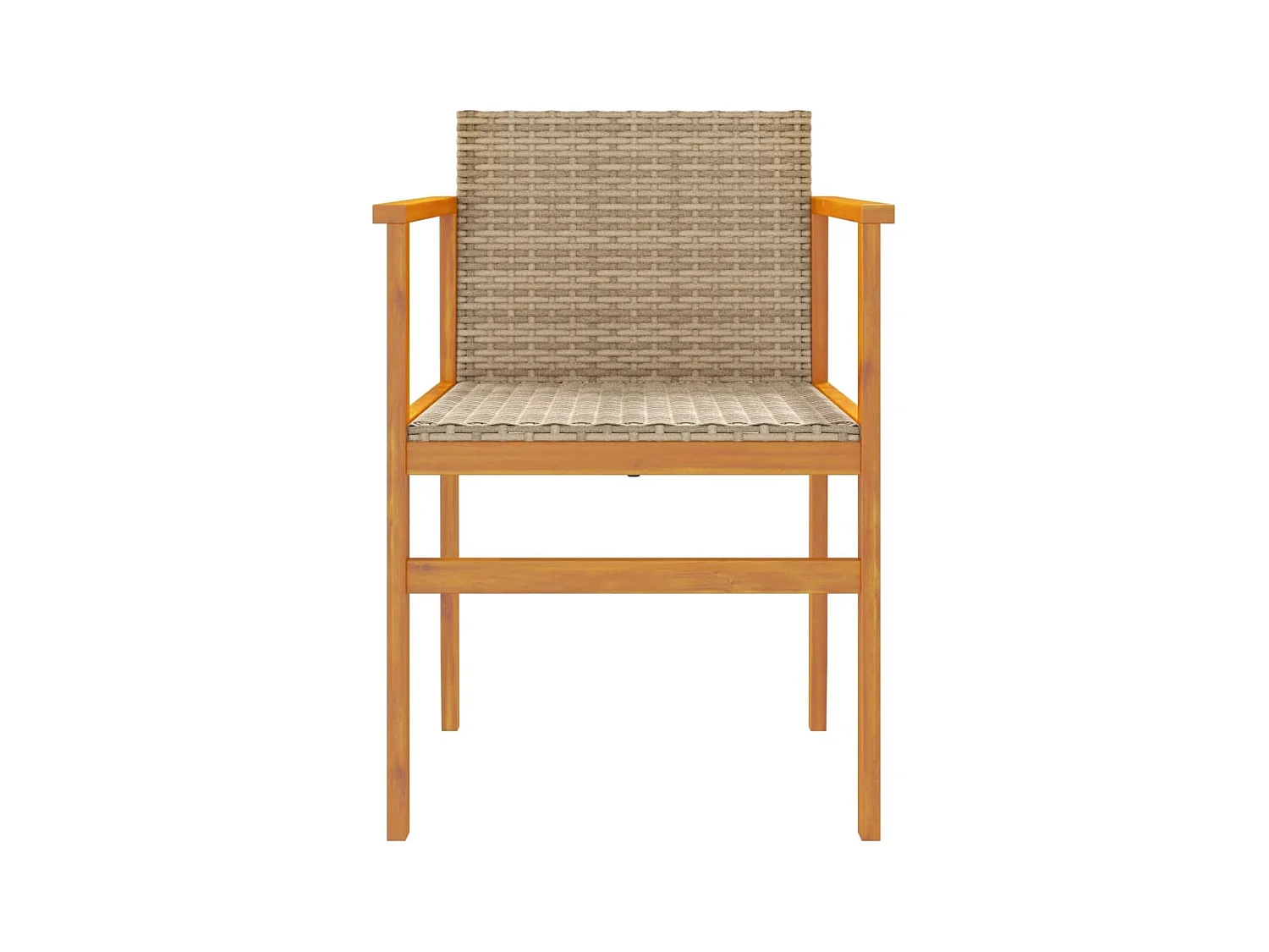 Tuinstoelen 2 st poly rattan en massief hout beige BE682268