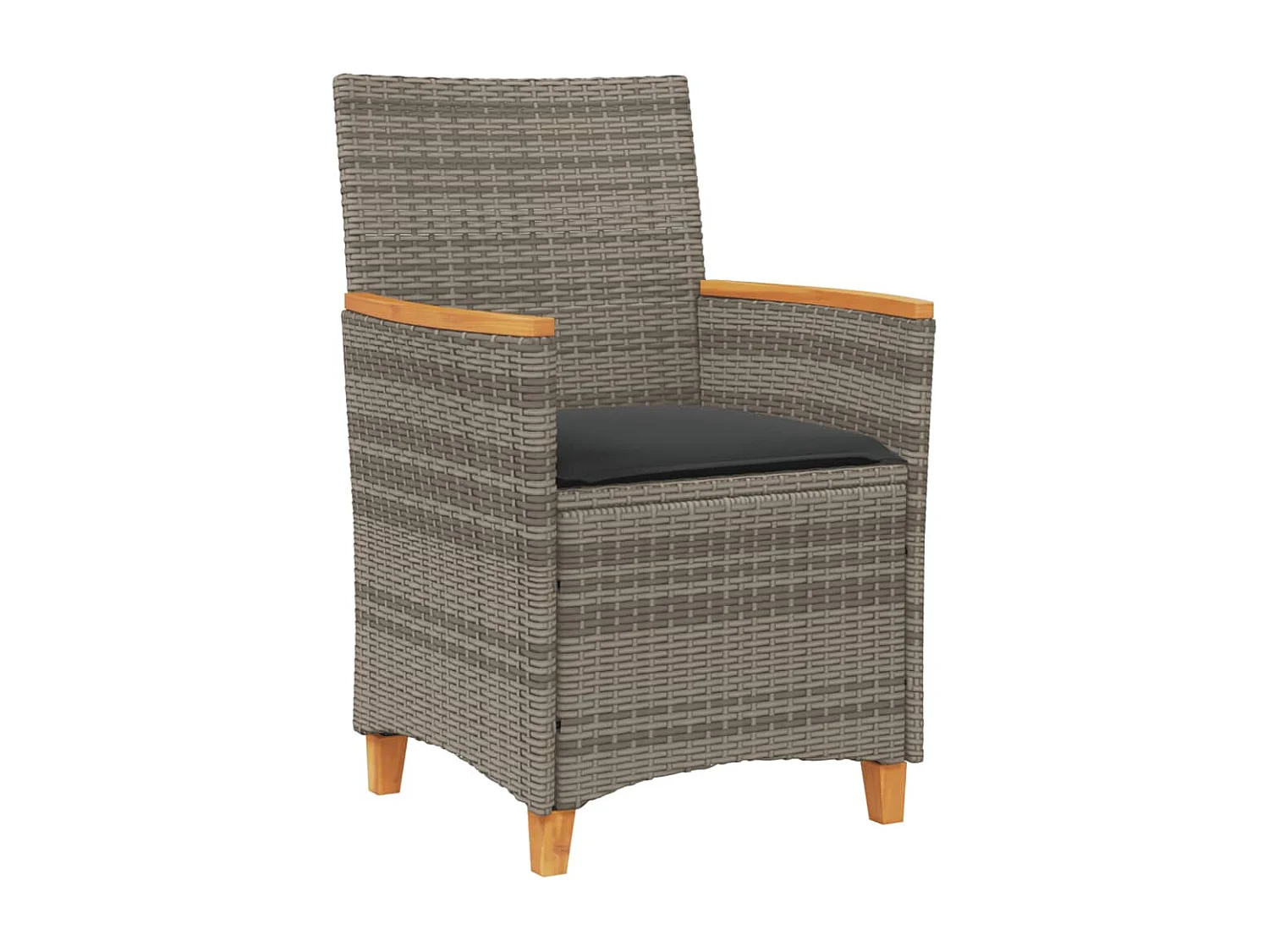 Lot de 2 Chaises de jardin coussins gris résine tressée et bois FR78821