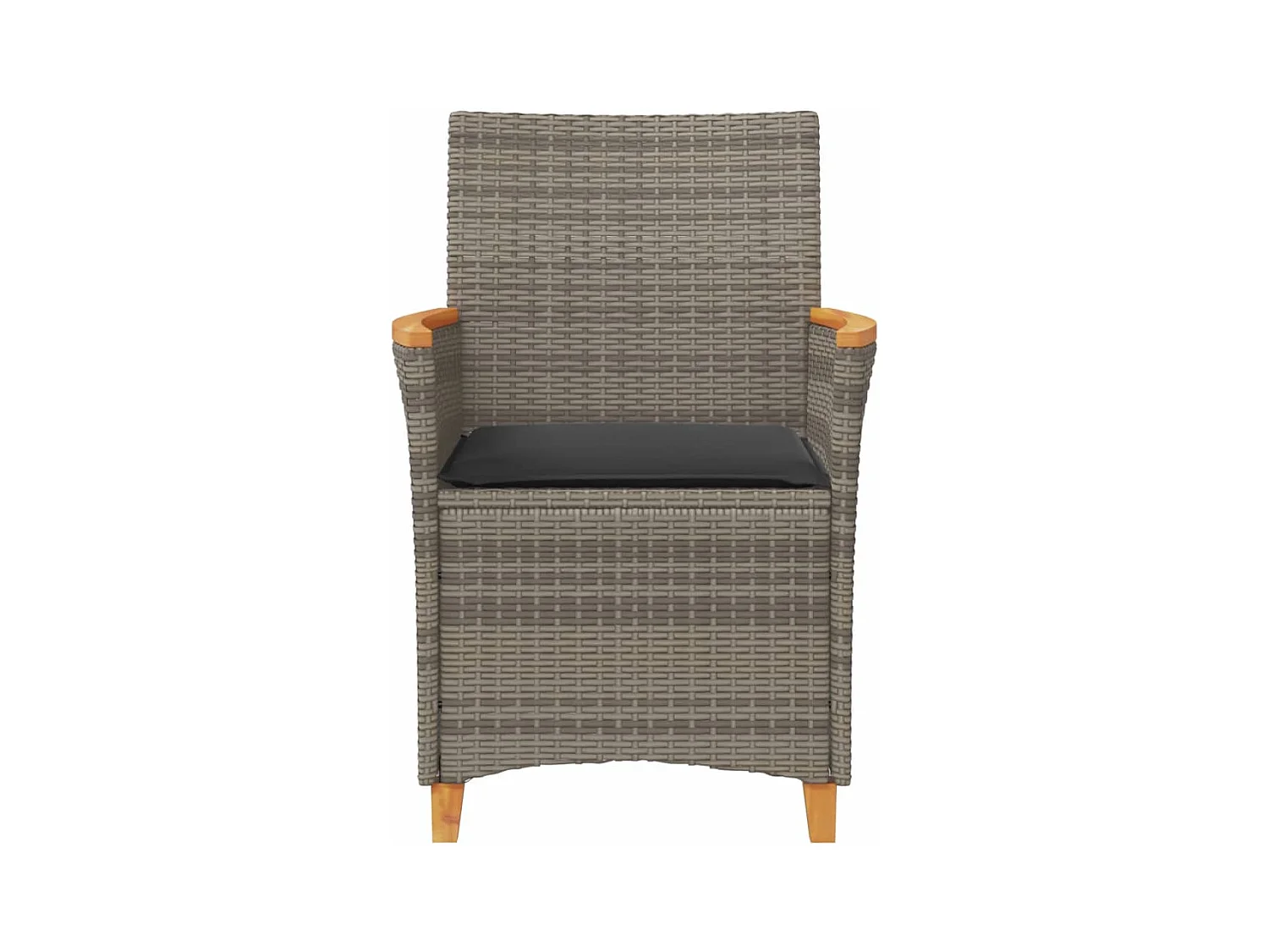 Cadeiras de jardim c/ almofadões 2 pcs vime PE/madeira cinza PT213497