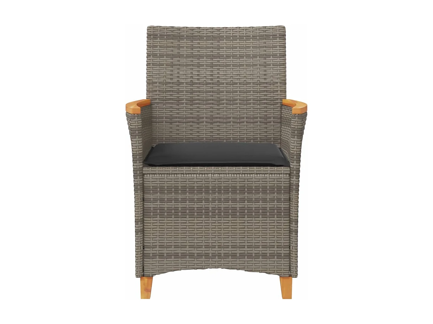 Lot de 2 Chaises de jardin coussins gris résine tressée et bois FR78821