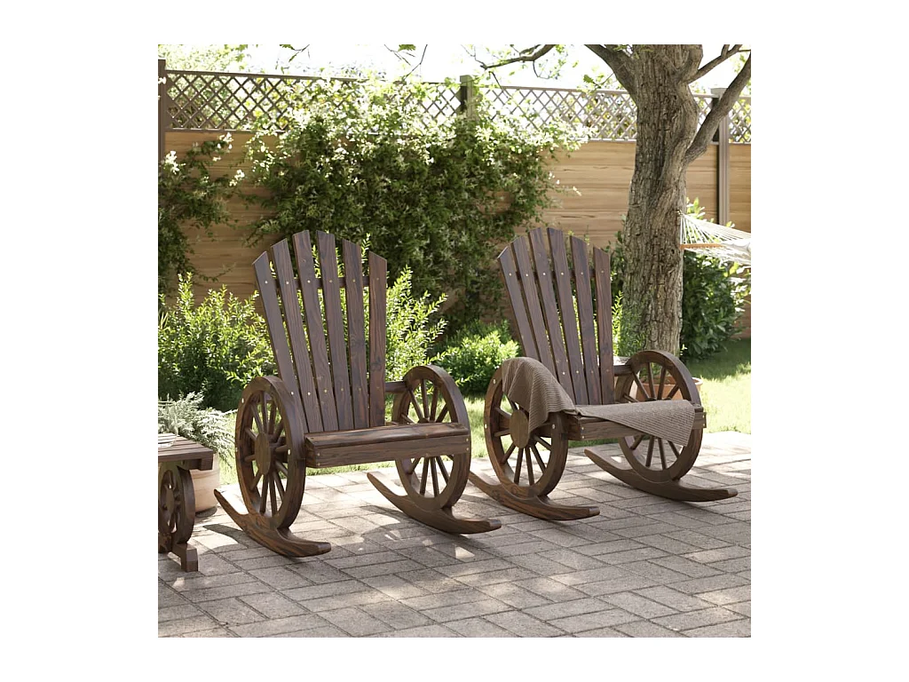 Lot de 2 Chaises à bascule Adirondack bois de sapin massif FR31301