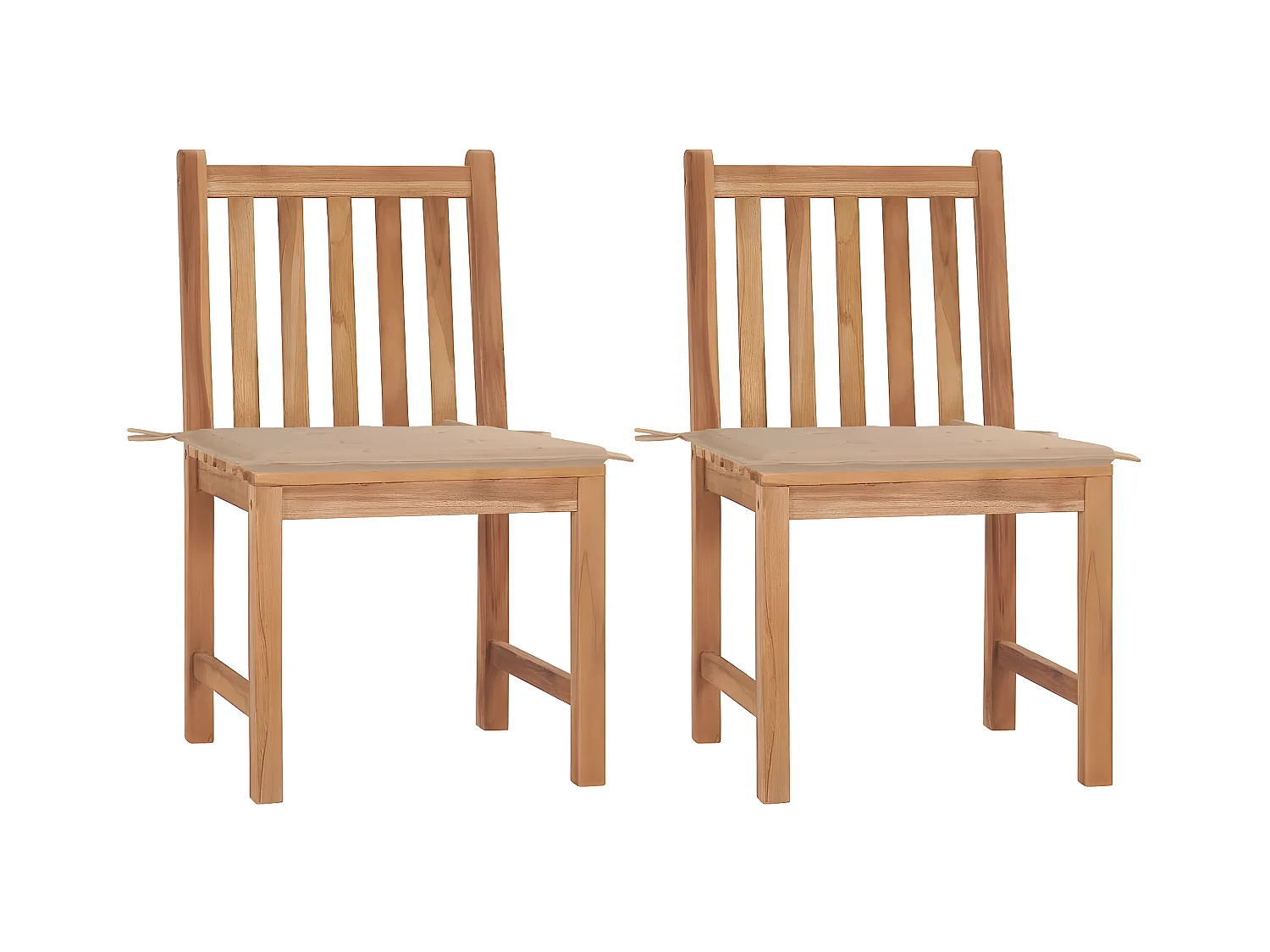 Lot de 2 Chaises de jardin avec coussins Bois de teck massif FR23909