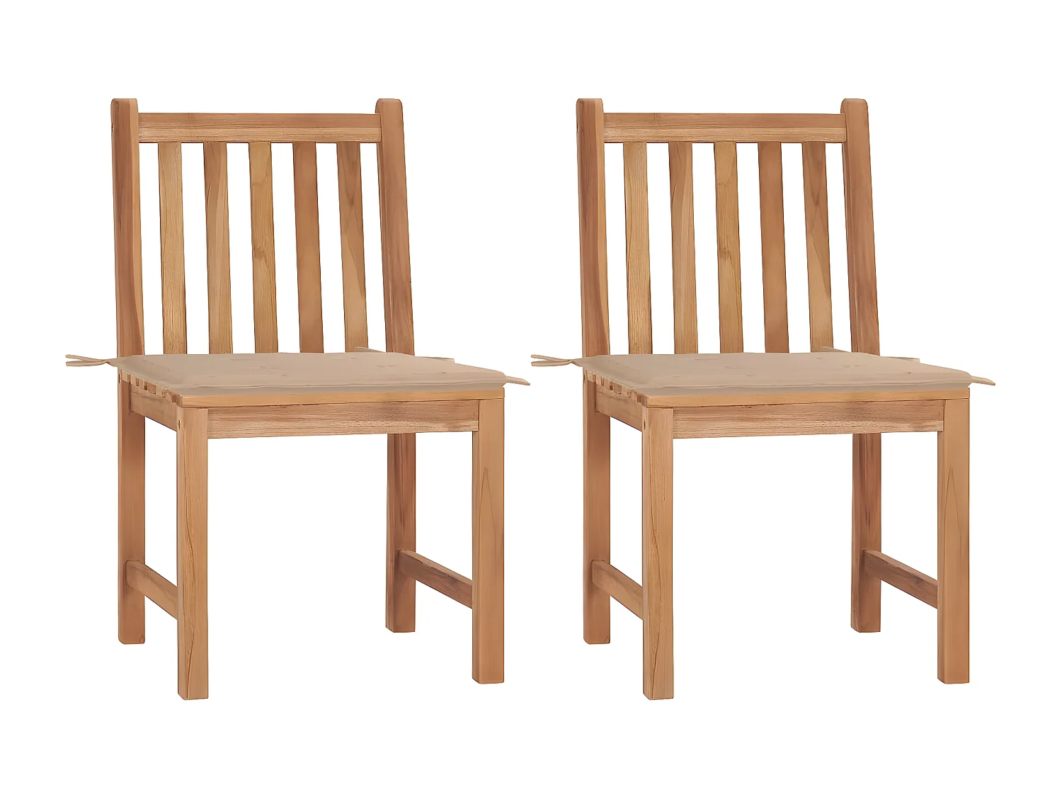 Lot de 2 Chaises de jardin avec coussins Bois de teck massif FR23909