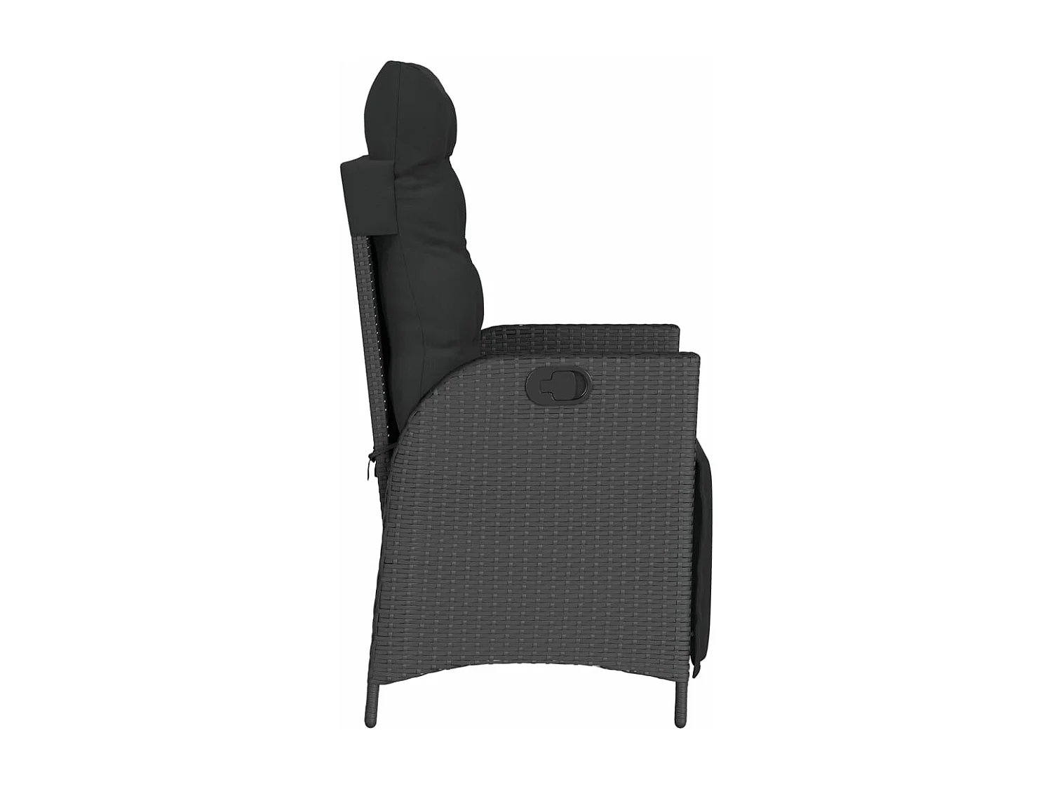 Cadeira de jardim reclinável c/ apoio para os pés vime PE preto PT636006