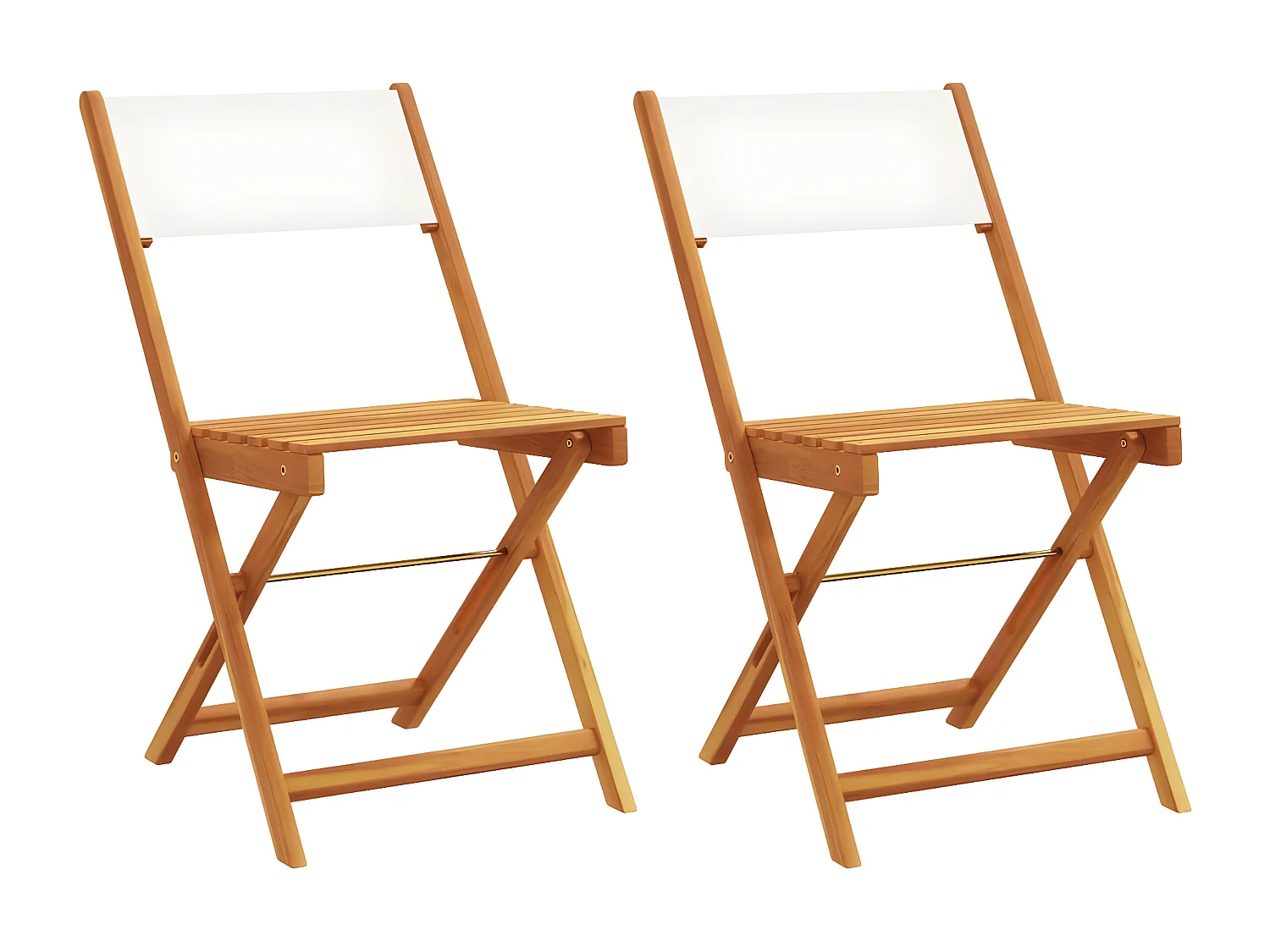 Lot de 2 Chaises de bistrot blanc crème bois acacia et tissu FR16846