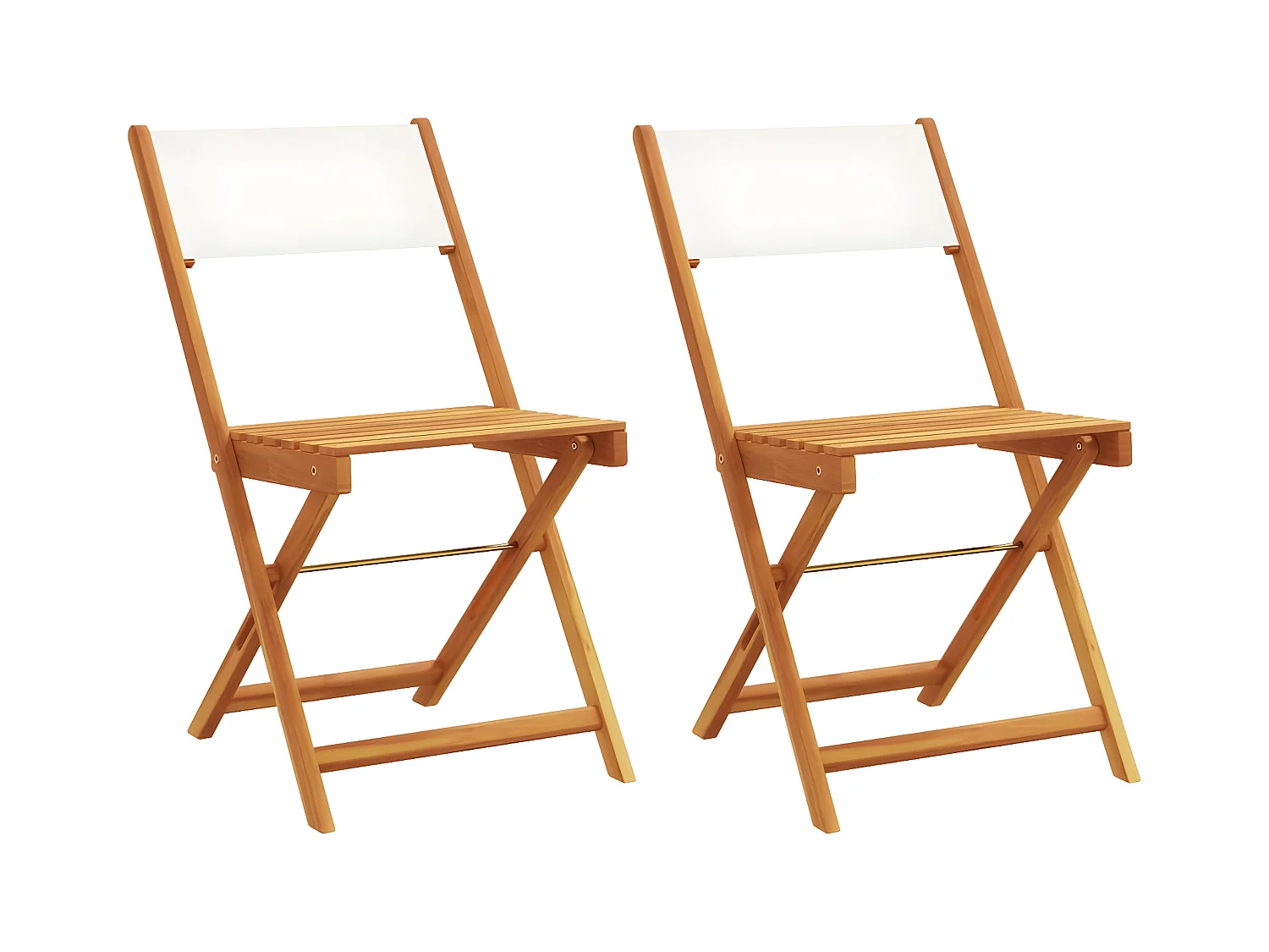 Juego de 2 Sillas de bistró madera maciza acacia y tela crema blanco ES384890