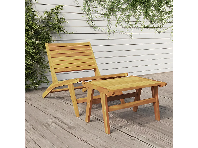 Chaise de jardin avec repose-pieds Bois de teck solide FR12333
