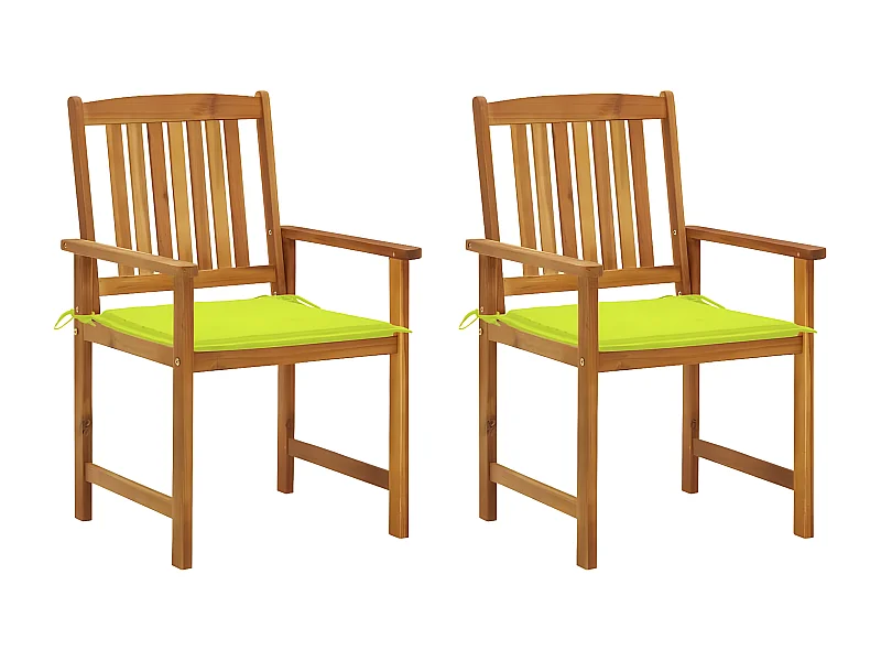 Lot de 2 Chaises de jardin avec coussins Bois d'acacia massif FR60301