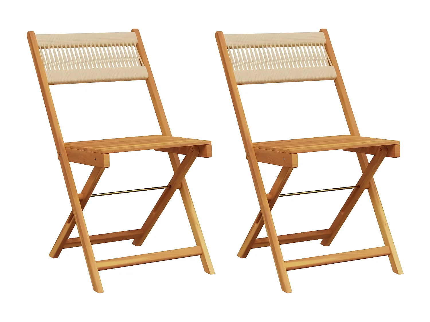 Lot de 2 Chaises de bistrot beige bois acacia et polypropylène FR66972