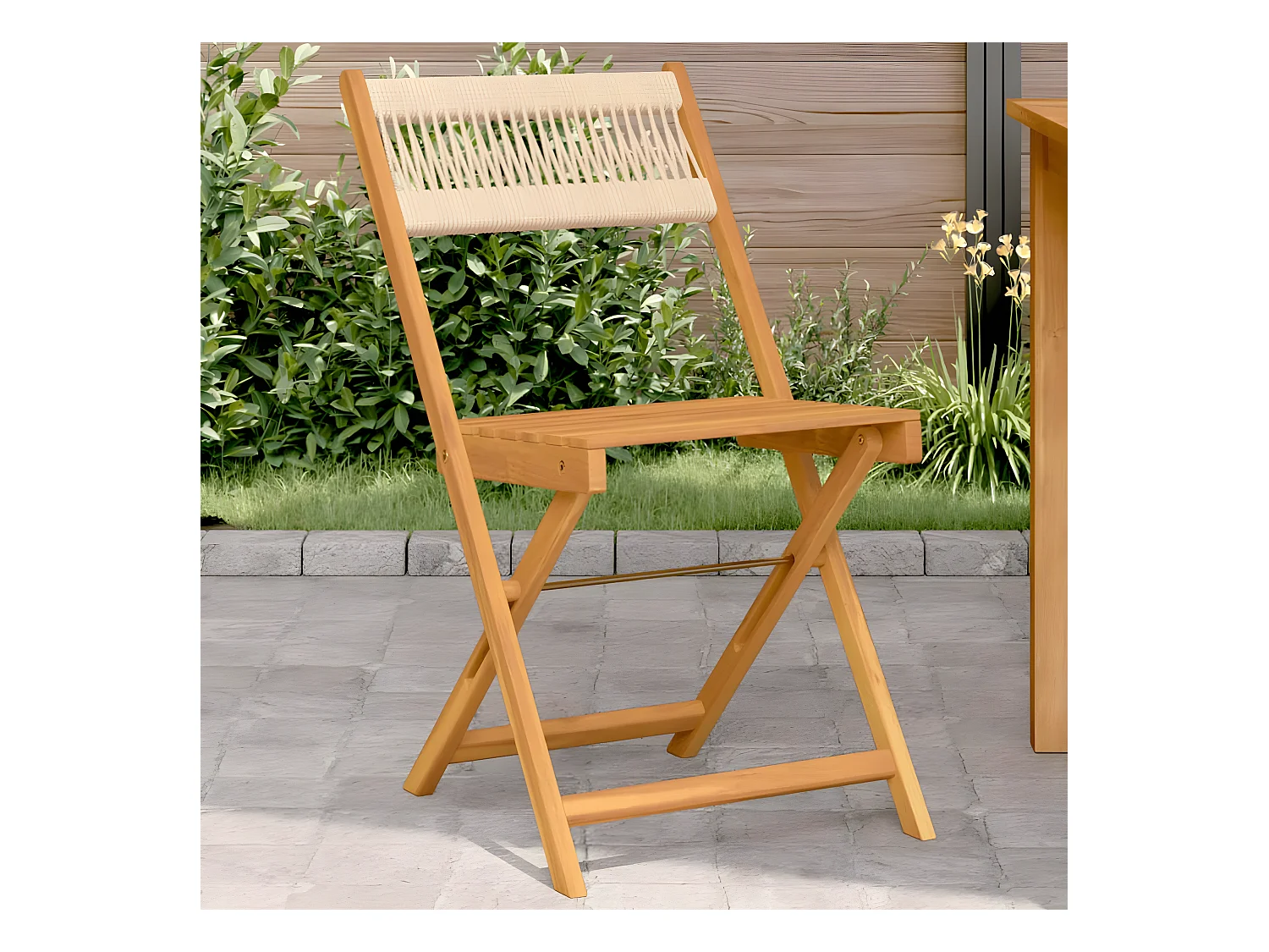 Lot de 2 Chaises de bistrot beige bois acacia et polypropylène FR66972
