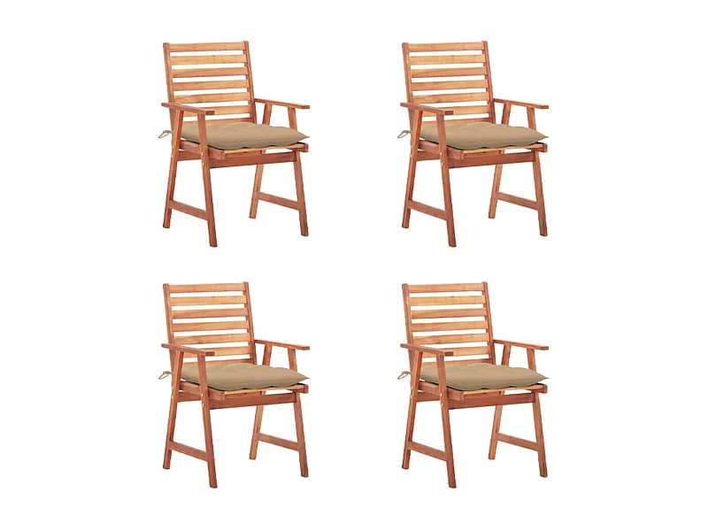 Lot de 4 Chaises à dîner de jardin avec coussins Acacia massif FR31672