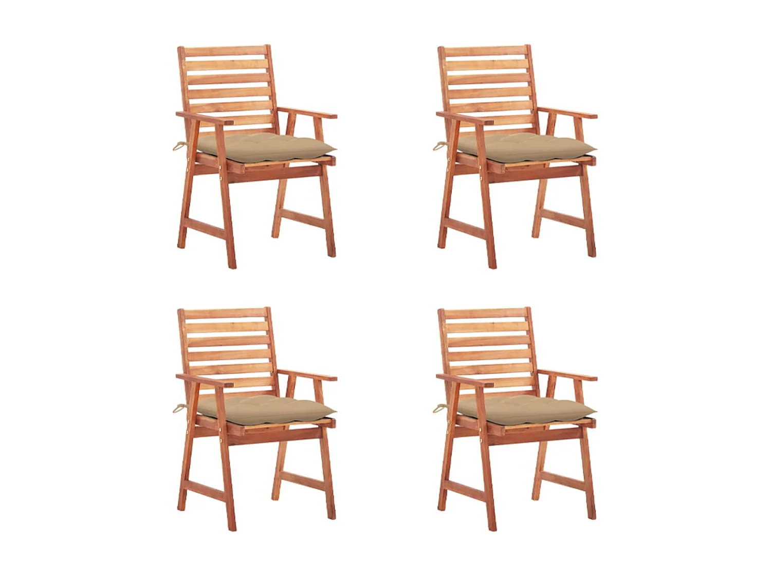 Lot de 4 Chaises à dîner de jardin avec coussins Acacia massif FR31672