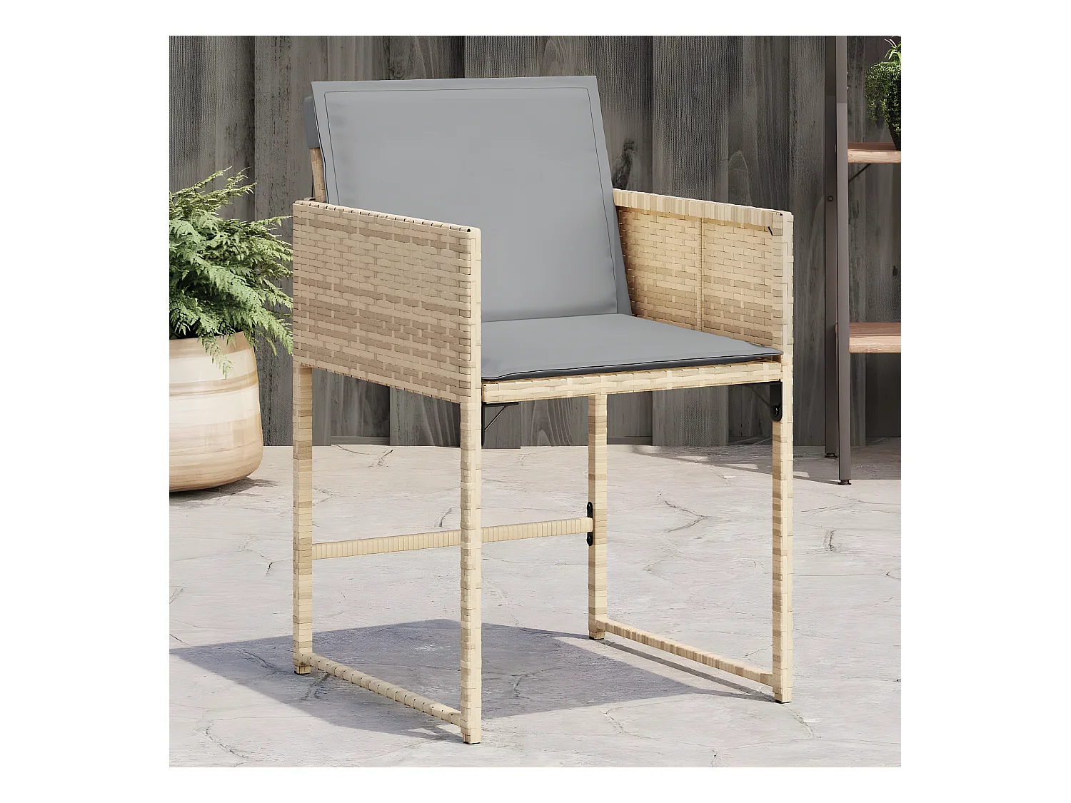 Lot de 4 Chaises de jardin avec coussins mélange beige FR10361