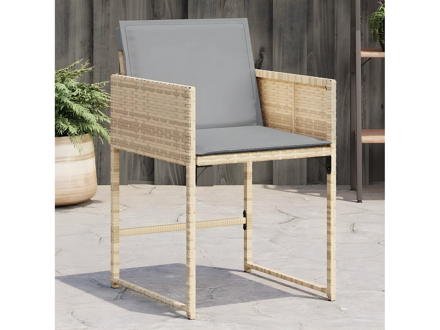 Lot de 4 Chaises de jardin avec coussins mélange beige FR10361