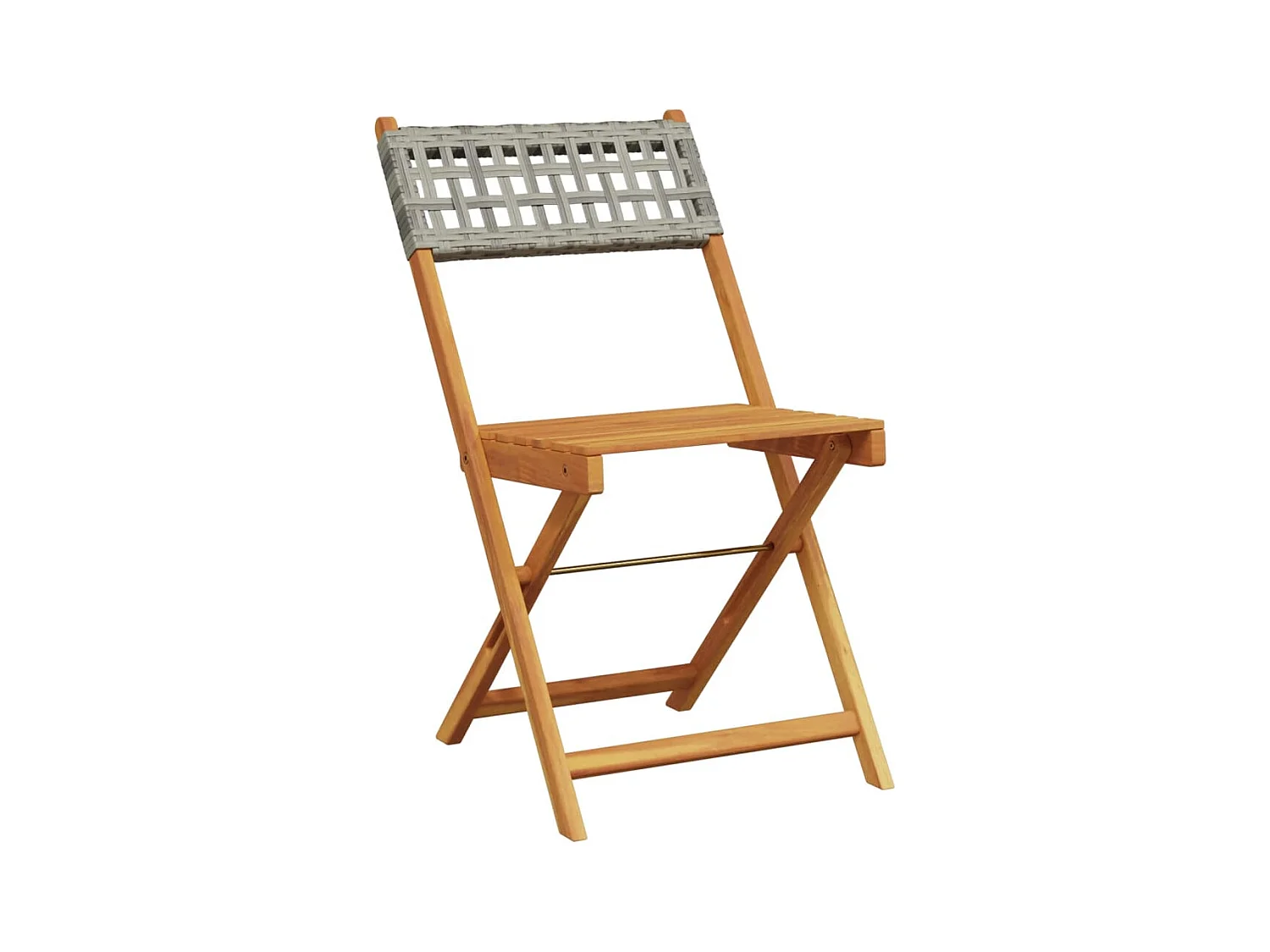 Lot de 4 Chaises de jardin pliantes gris poly rotin bois massif FR90318