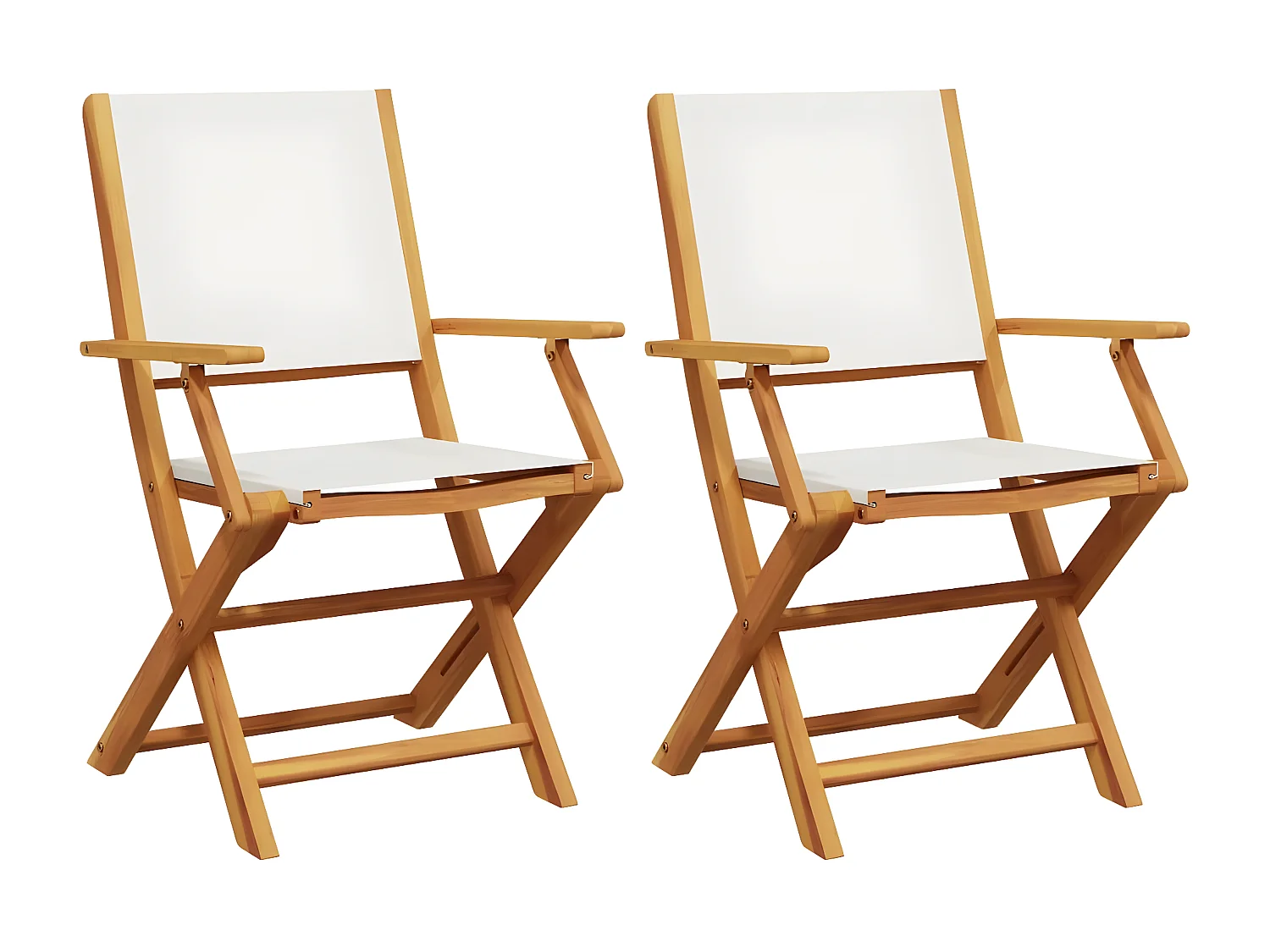 Lot de 2 Chaises de jardin blanc crème bois acacia massif tissu FR38671