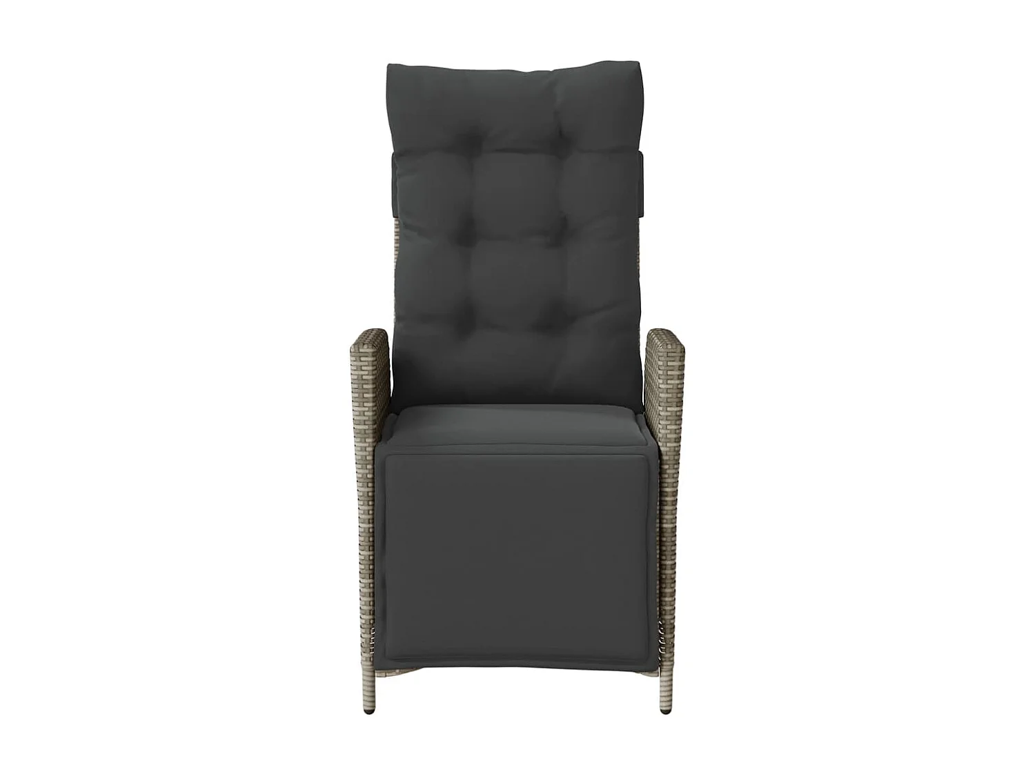 Juego de 2 Sillones reclinables jardín con reposapiés ratán PE gris ES592219