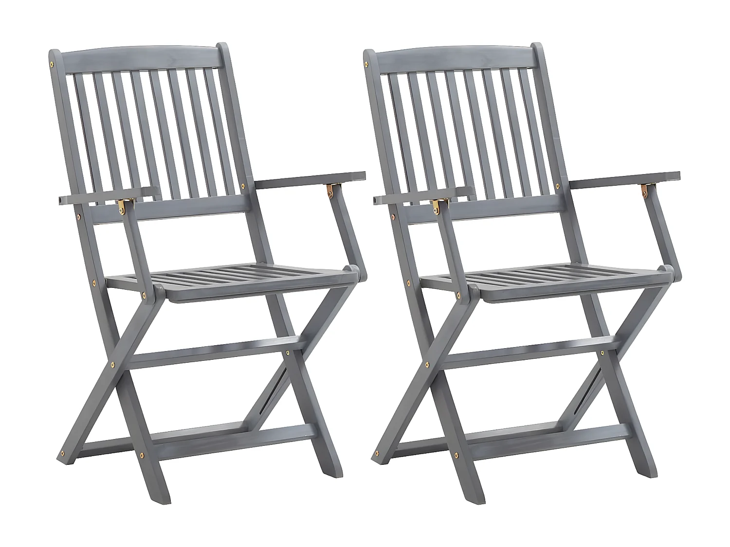 Lot de 2 Chaises pliables de jardin avec coussins Bois d'acacia FR50737