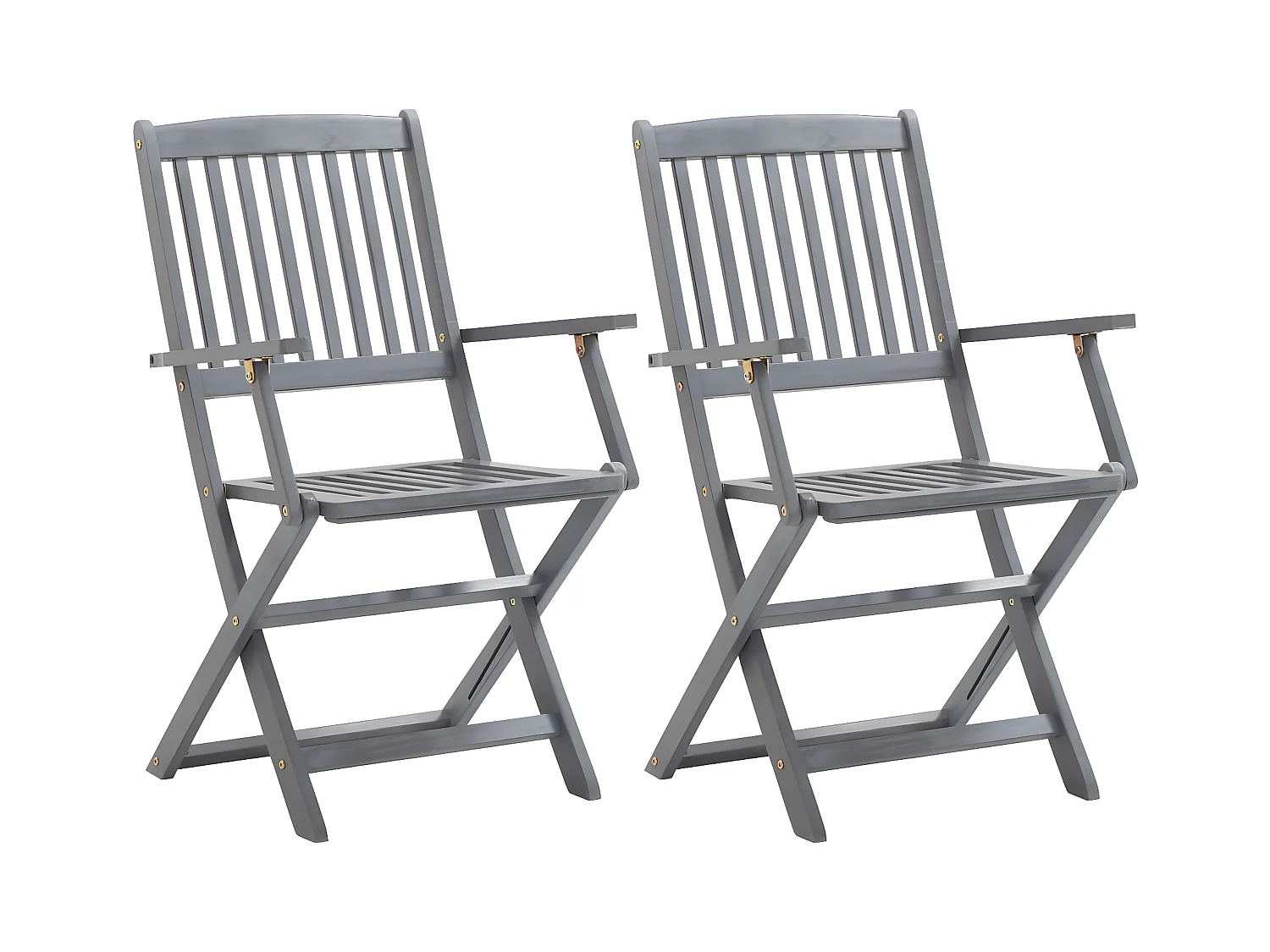 Lot de 2 Chaises pliables de jardin avec coussins Bois d'acacia FR50737