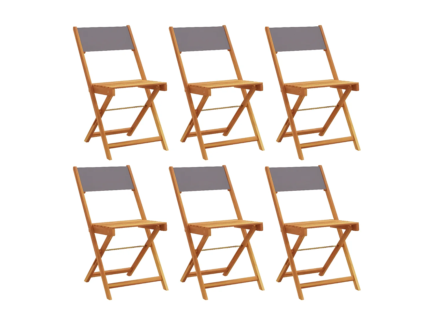 Lot de 6 Chaises de jardin pliantes tissu et bois massif FR59432