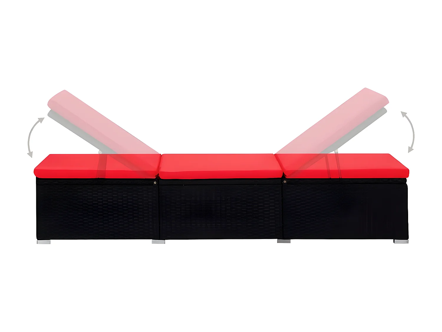 Lot de 3 Chaises longues de jardin table à thé Résine tressée Noir FR93449