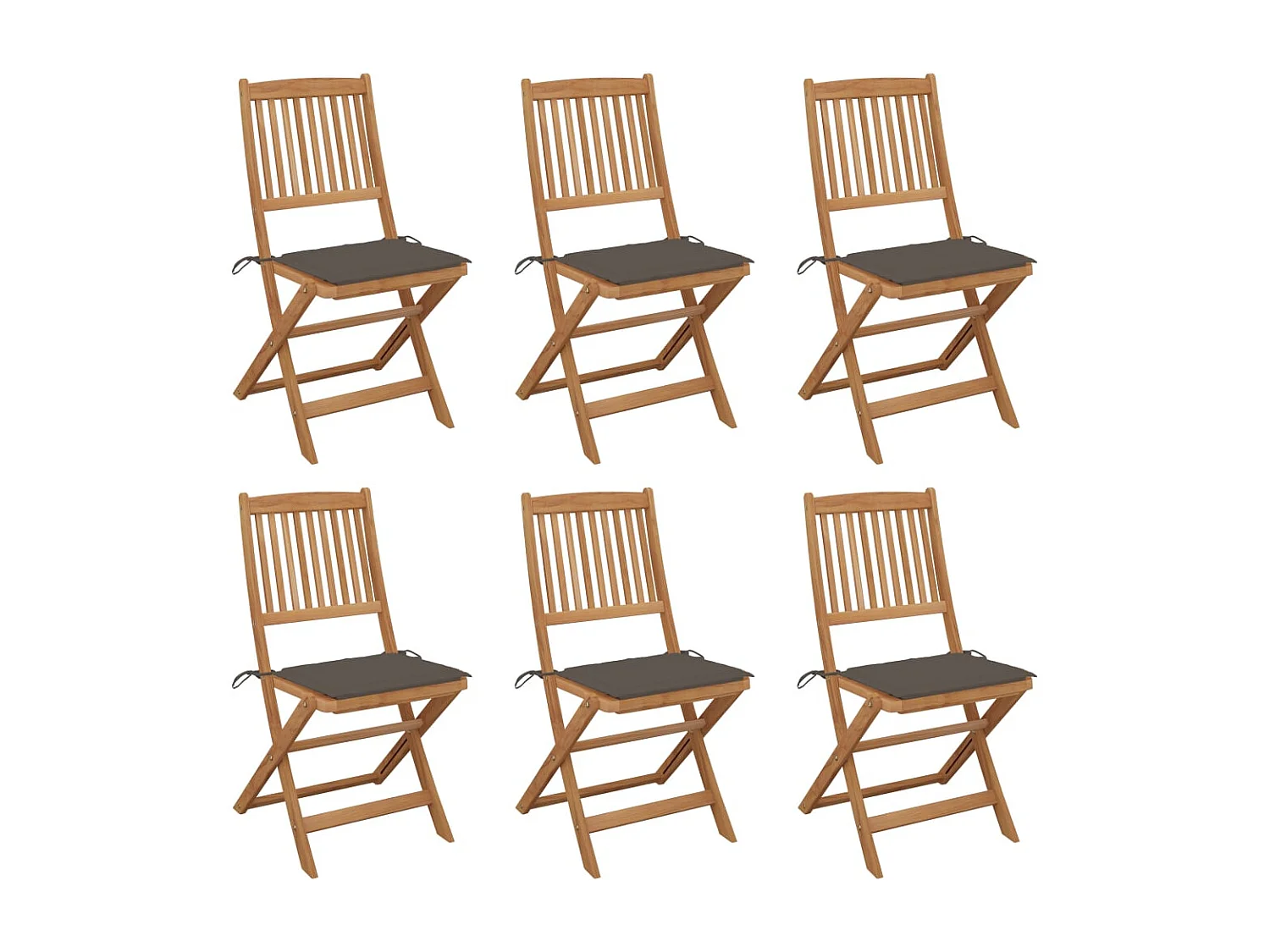 Cadeiras de jardim dobráveis c/ almofadões 6 pcs acácia maciça PT515028