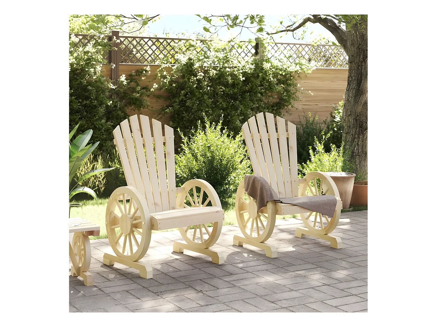 Lot de 2 Chaises de jardin Adirondack bois de sapin massif FR17872