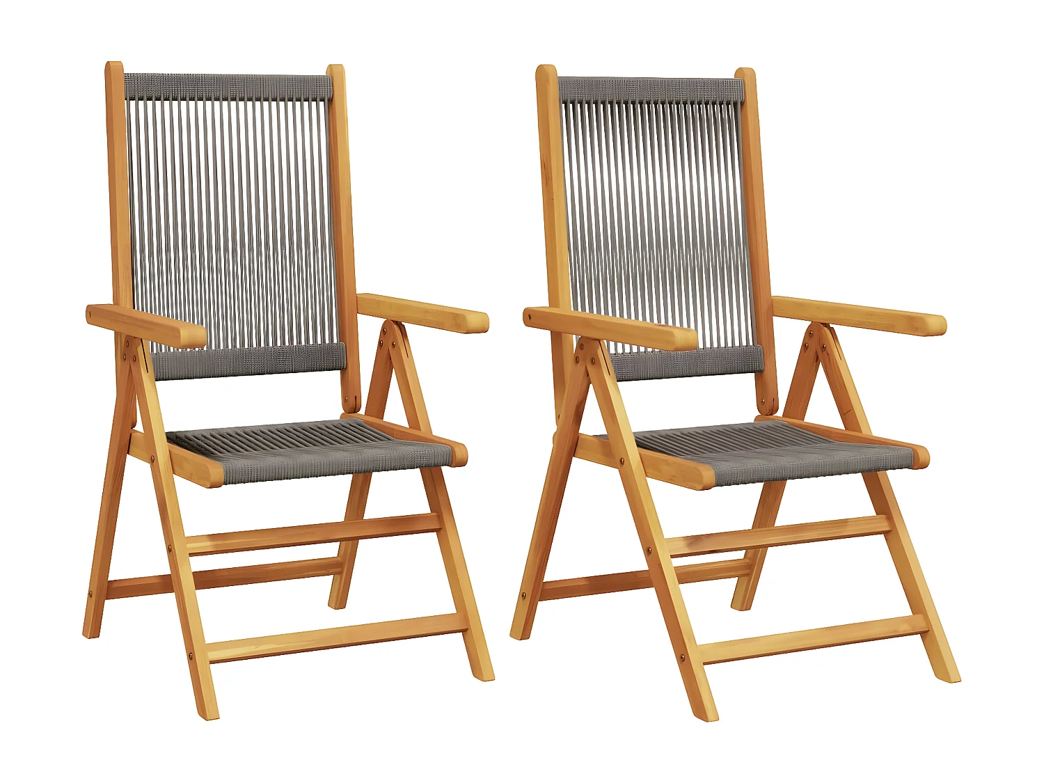 Lot de 2 Chaises de jardin gris bois d'acacia et polypropylène FR58457
