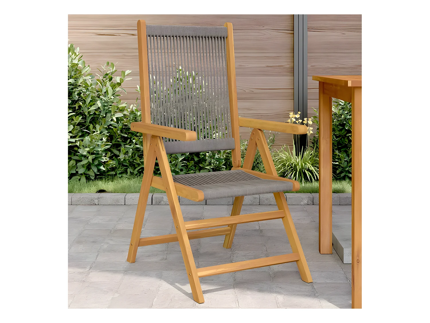 Lot de 2 Chaises de jardin gris bois d'acacia et polypropylène FR58457