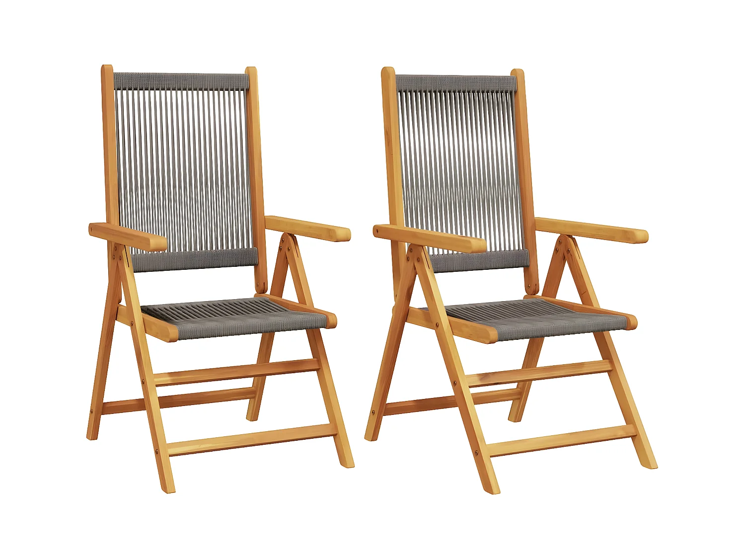Lot de 2 Chaises de jardin gris bois d'acacia et polypropylène FR58457