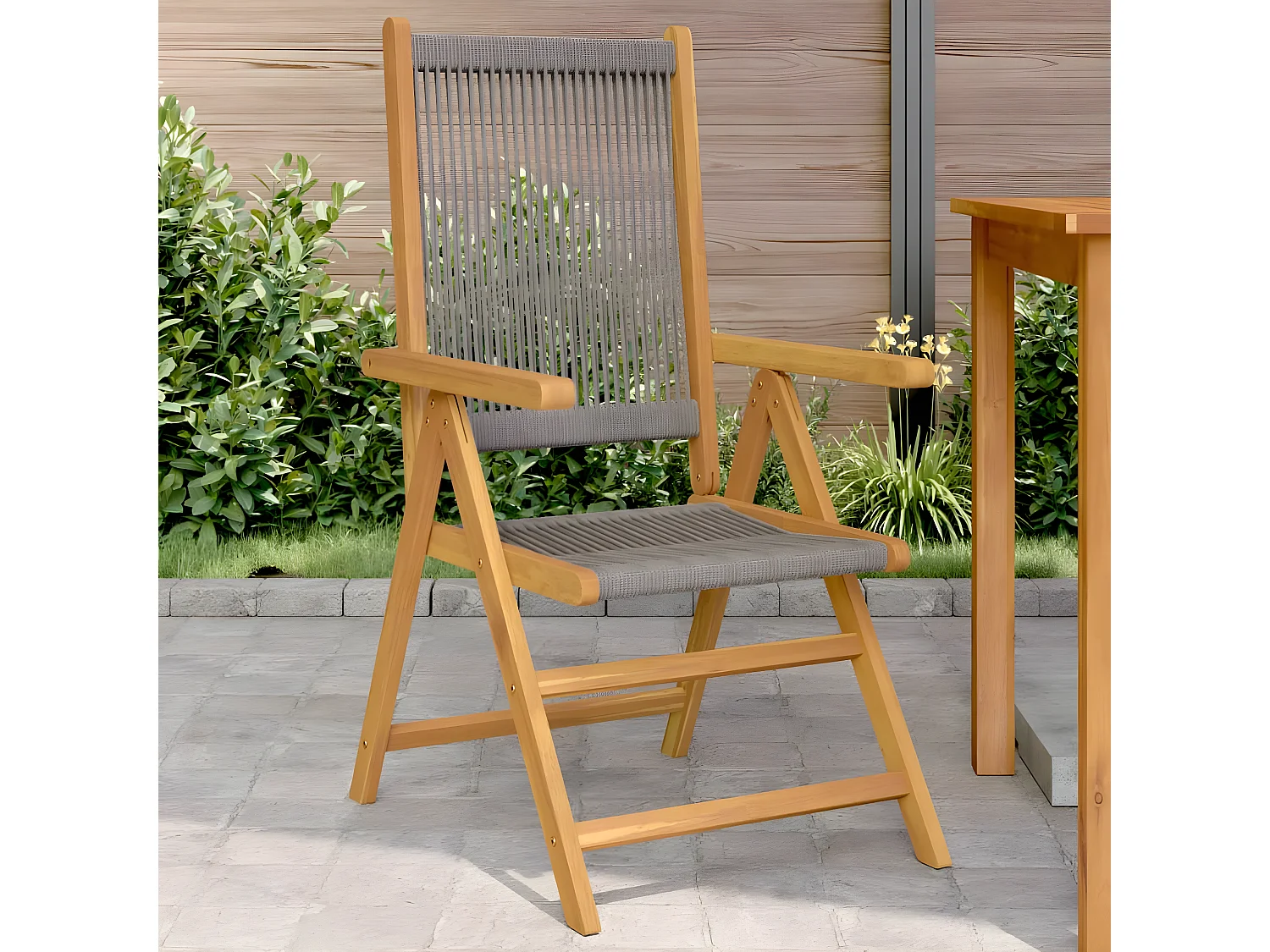 Lot de 2 Chaises de jardin gris bois d'acacia et polypropylène FR58457