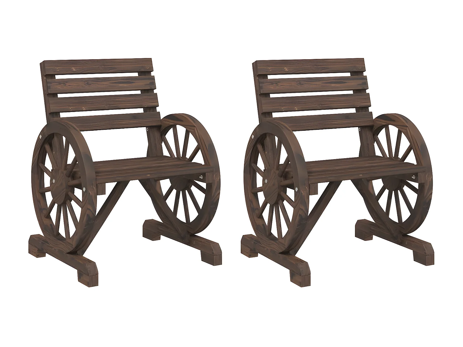 Juego de 2 Sillas de jardín madera maciza de abeto 58x58x78,5 cm ES177495