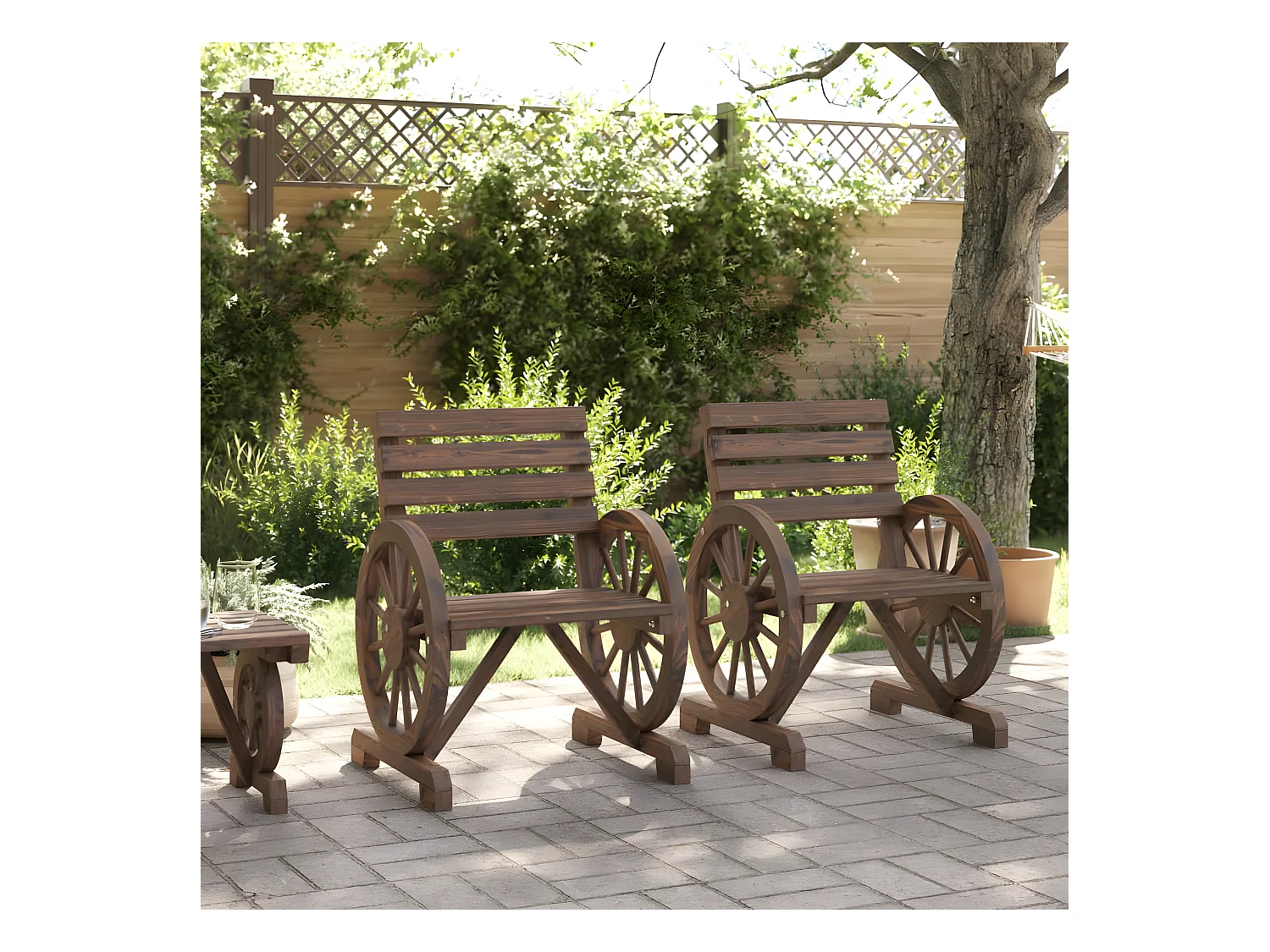 Lot de 2 Chaises de jardin 58x58x78,5 cm bois de sapin massif FR49086