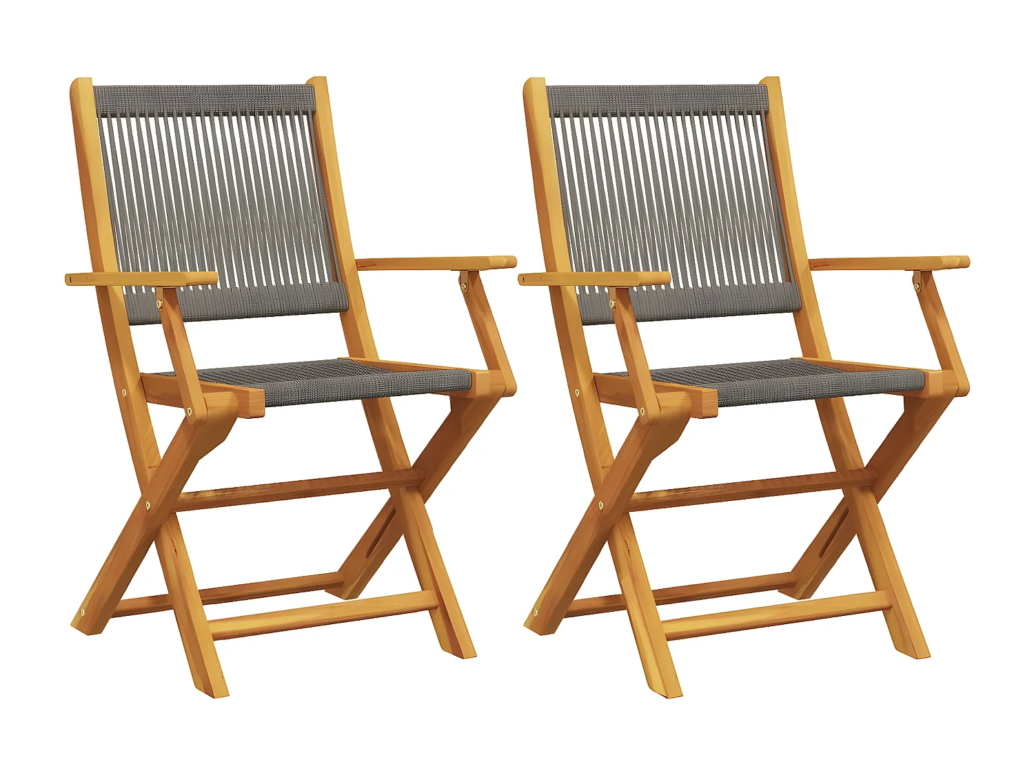Lot de 2 Chaises de jardin gris bois d'acacia et polypropylène FR57398