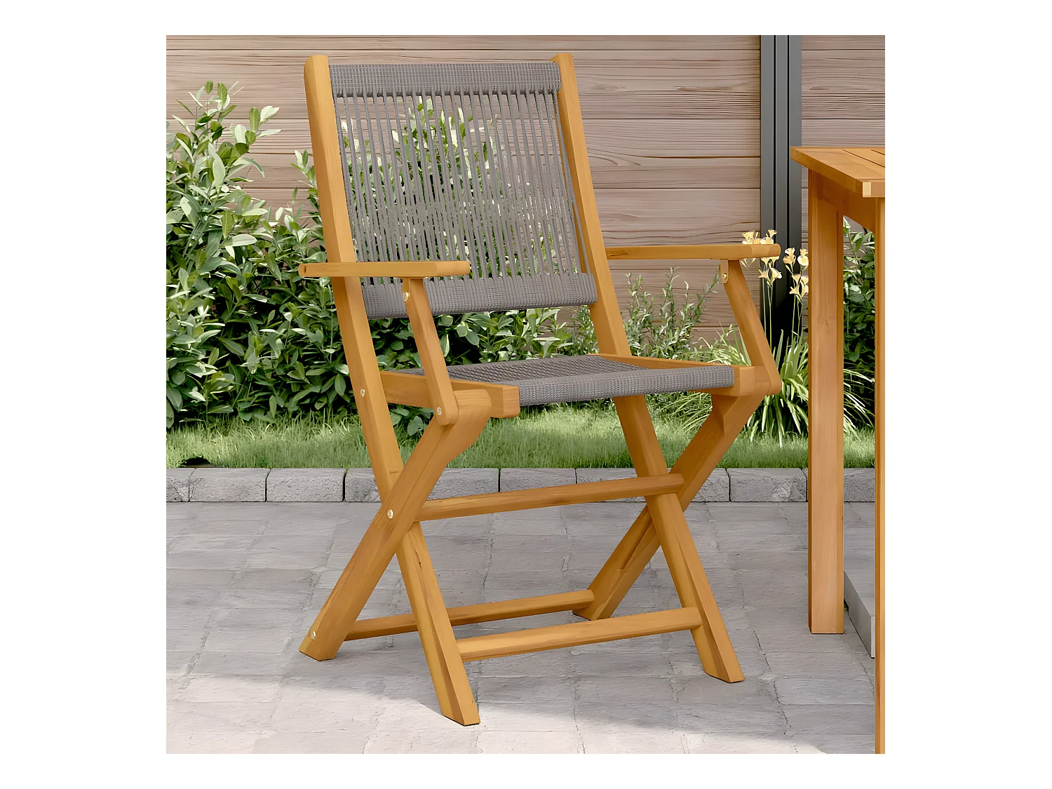 Lot de 2 Chaises de jardin gris bois d'acacia et polypropylène FR57398