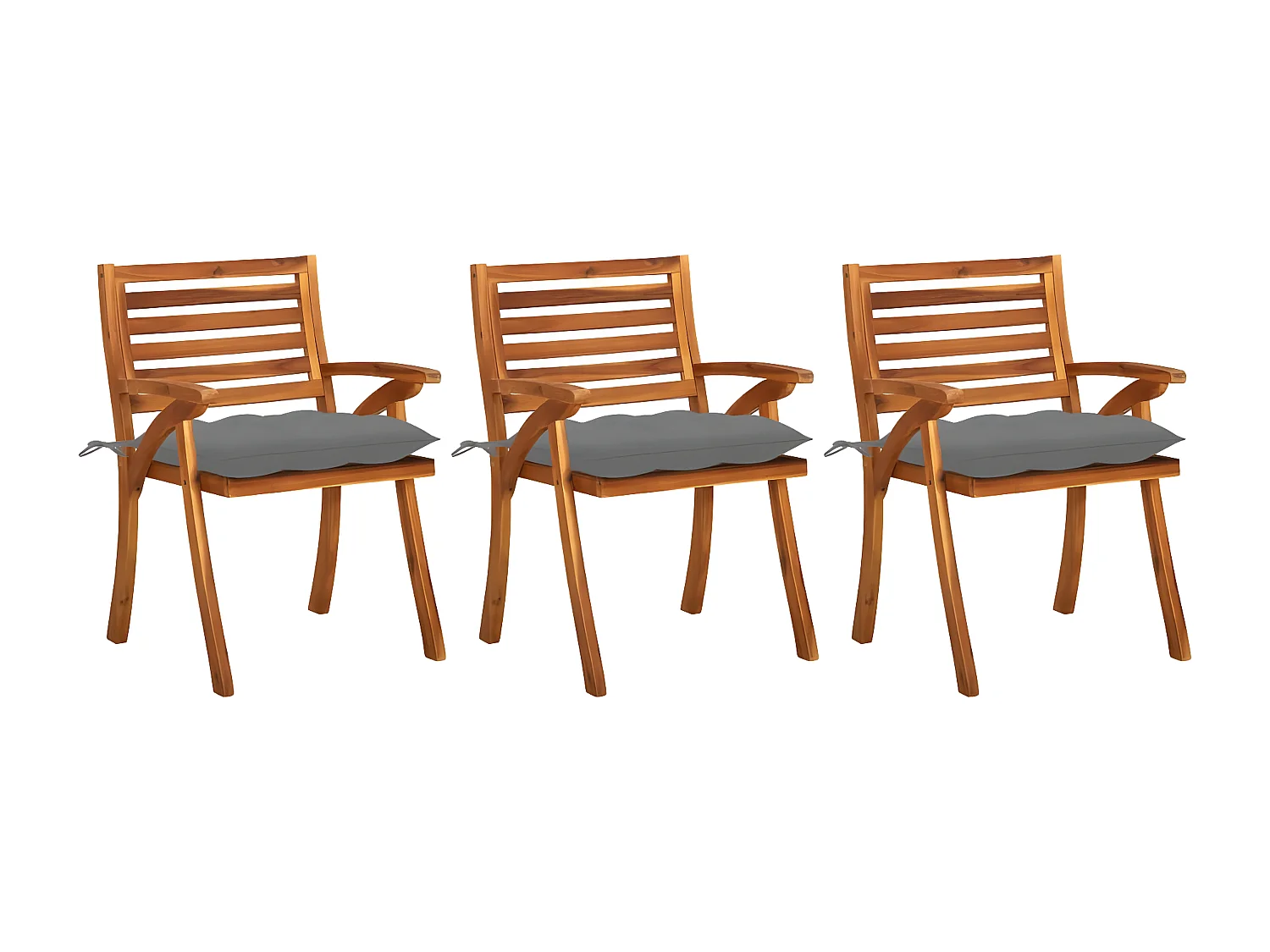 Lot de 3 Chaises à dîner de jardin avec coussins Acacia massif FR90064