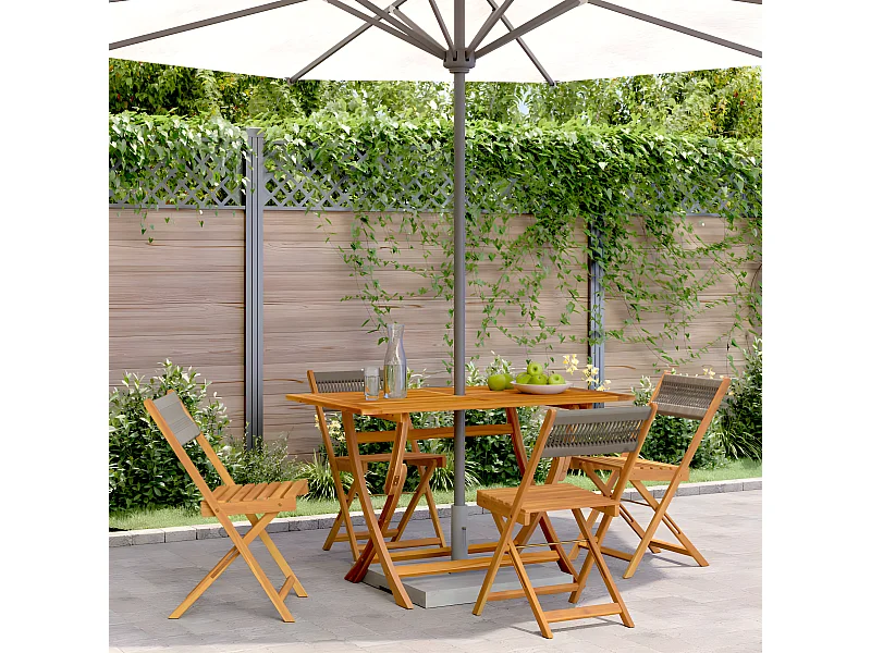 Lot de 4 Chaises pliables de jardin gris bois d'acacia massif FR90305