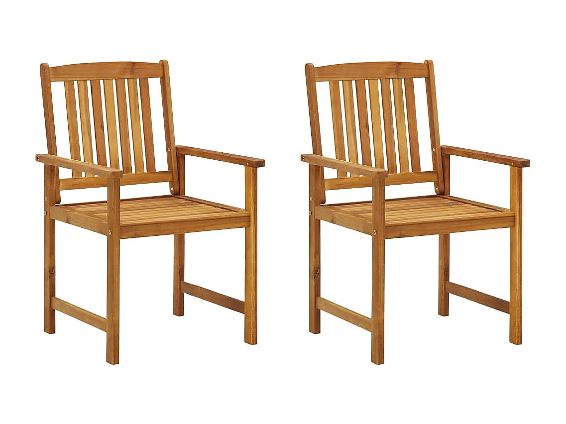 Lot de 2 Chaises de jardin avec coussins Bois d'acacia massif FR14423