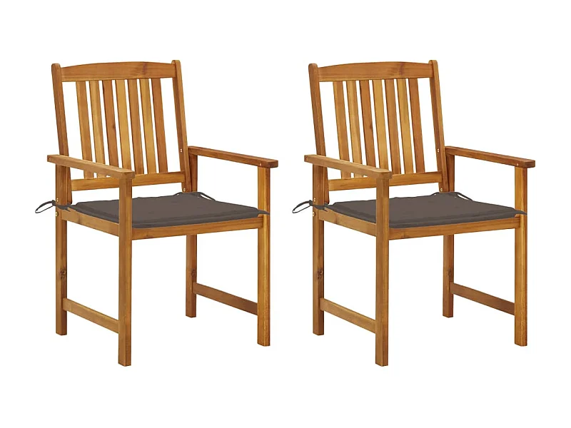 Lot de 2 Chaises de jardin avec coussins Bois d'acacia massif FR14423