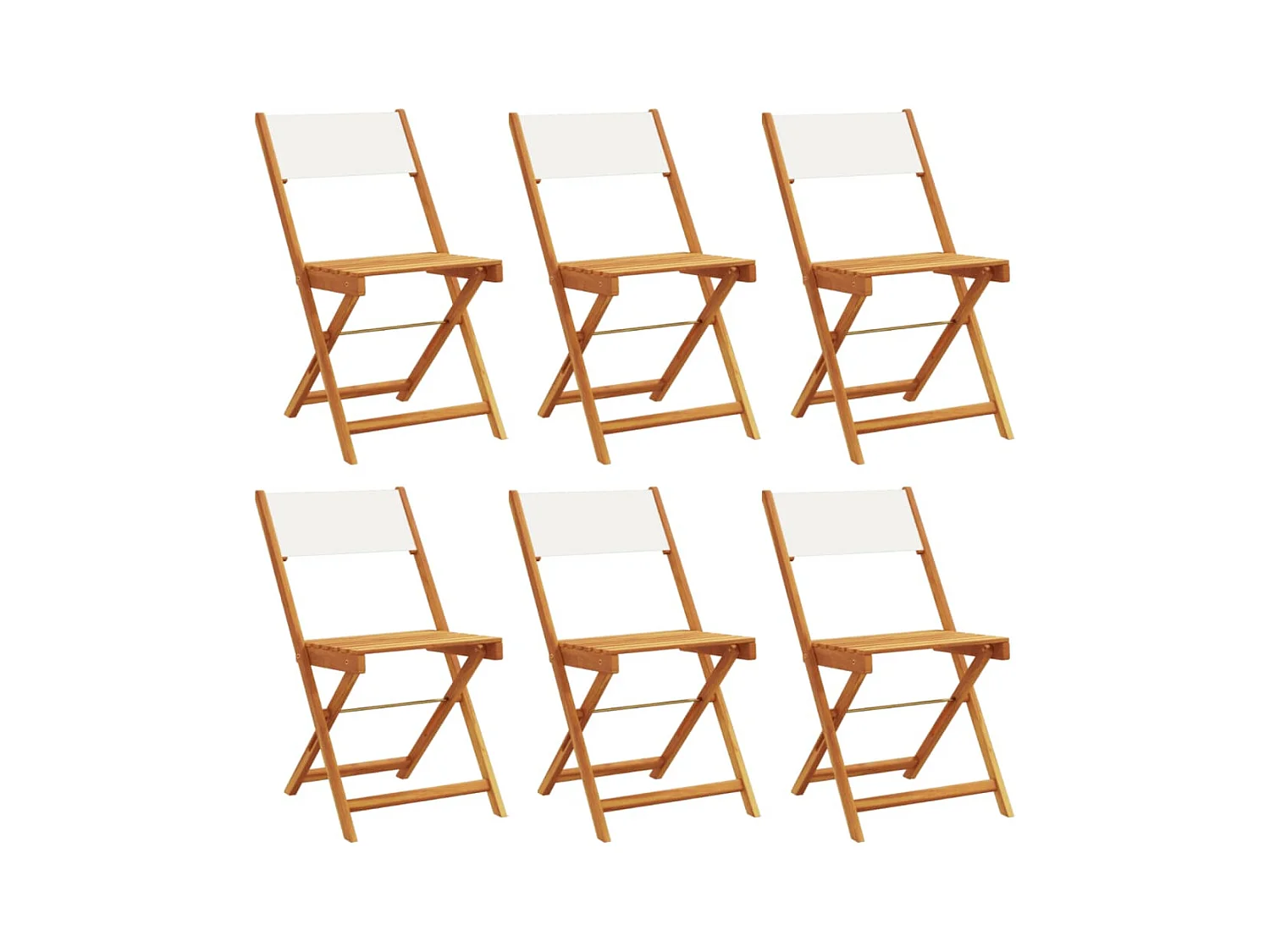 Lot de 6 Chaises de jardin pliantes tissu et bois massif FR40314