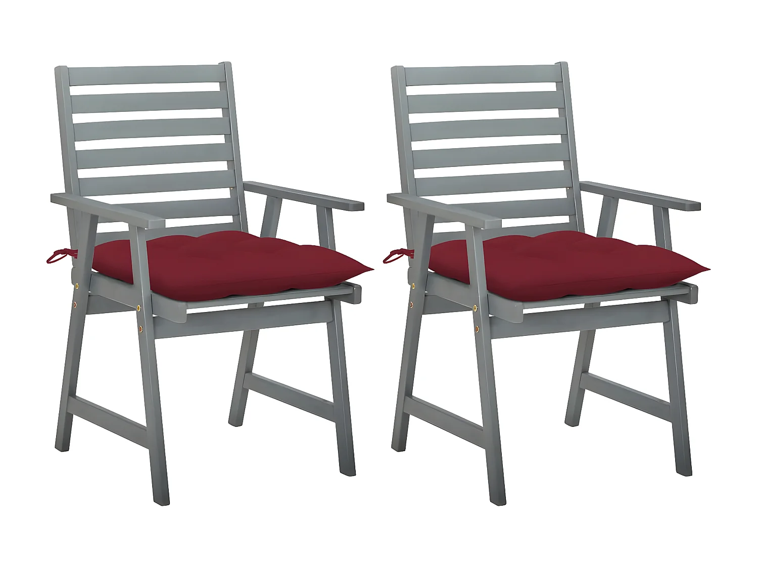 Lot de 2 Chaises à dîner de jardin avec coussins Acacia massif FR45845