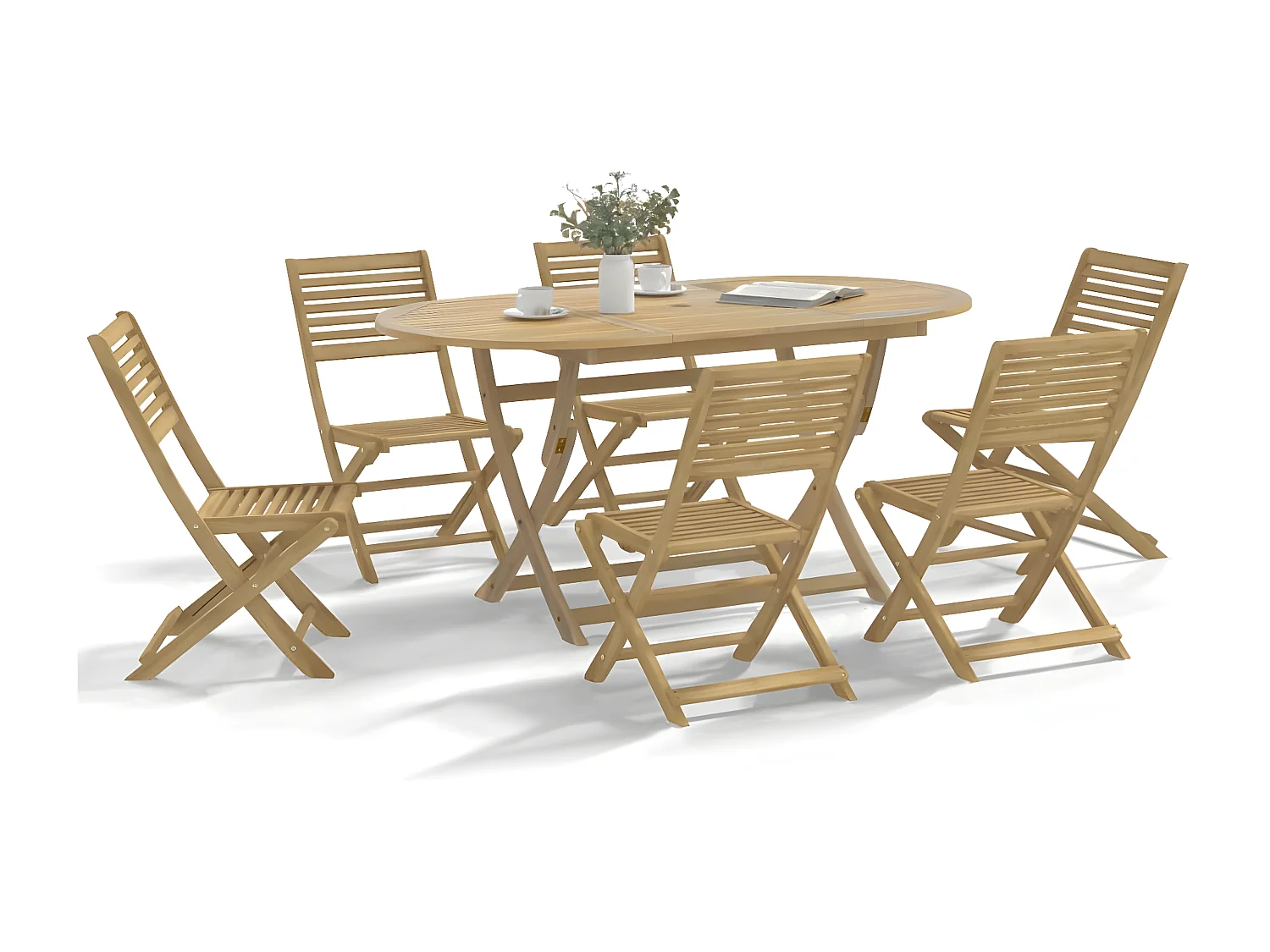 Juego de 6 Sillas de jardín plegables madera acacia 48,5x61,5x87 cm ES771225