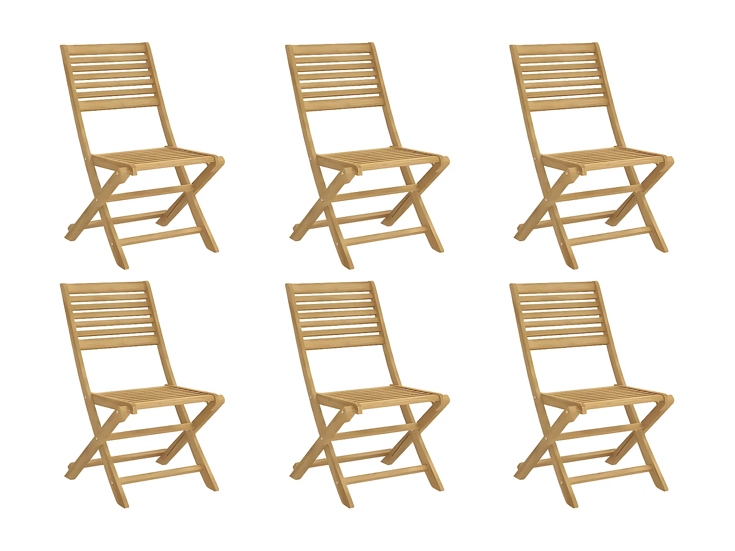 Lot de 6 Chaises pliables de jardin bois massif d'acacia FR22901