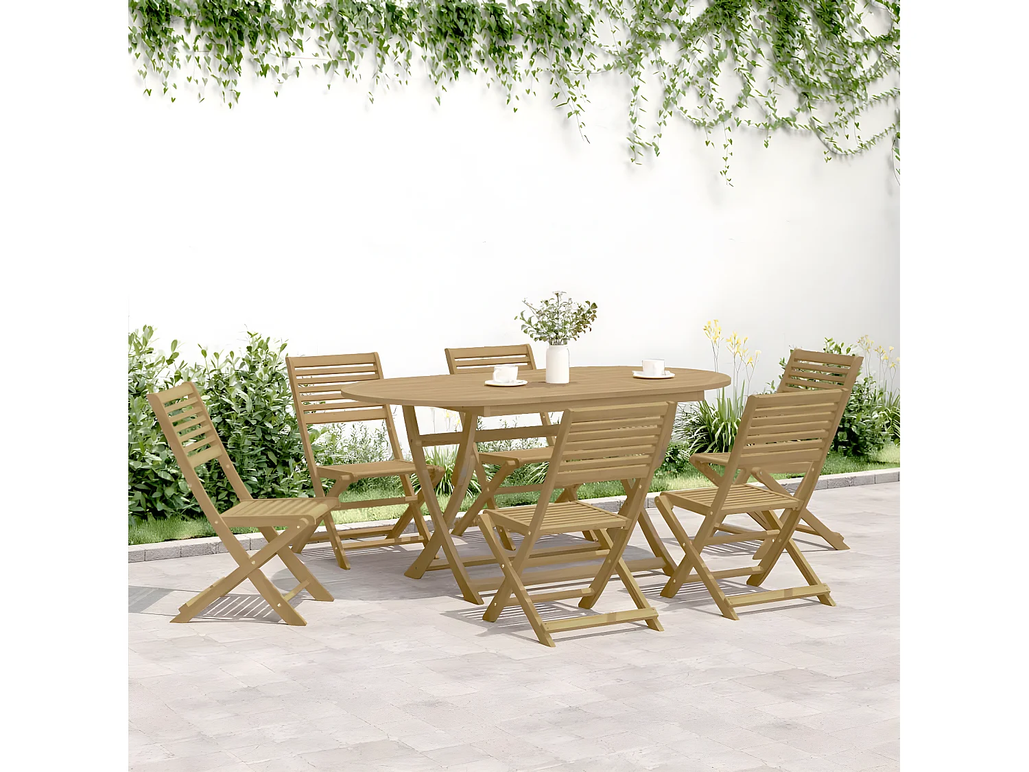 Lot de 6 Chaises pliables de jardin bois massif d'acacia FR22901