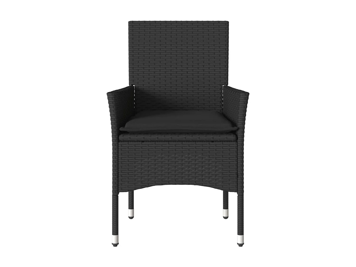 Tuinstoelen 2 st met kussens poly rattan zwart BE510968