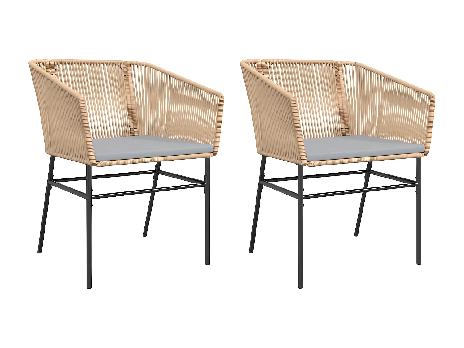 Juego de 2 Sillones de jardín con cojines ratán sintético marrón ES778891