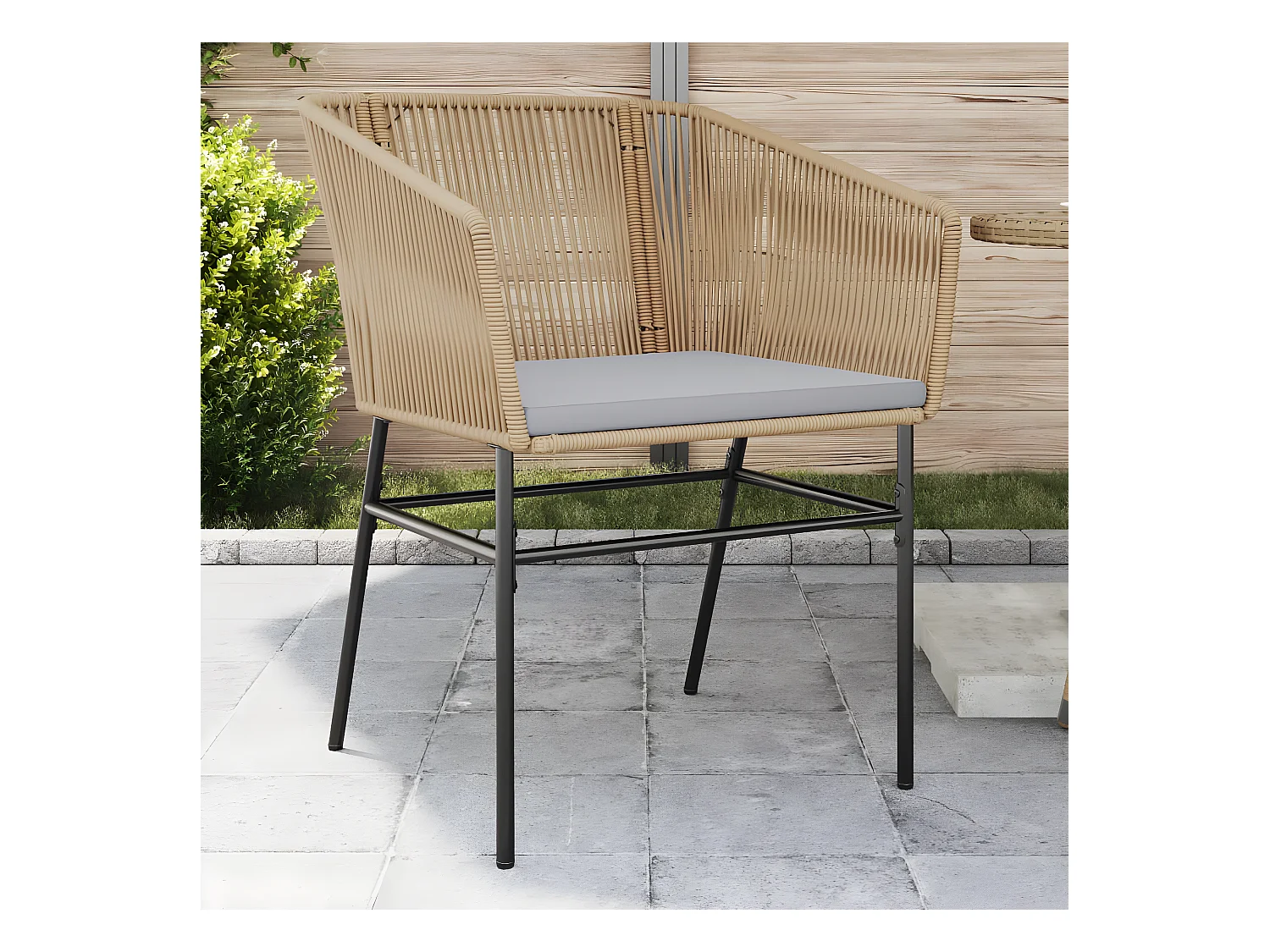 Lot de 2 Chaises de jardin et coussins marron rotin FR13734