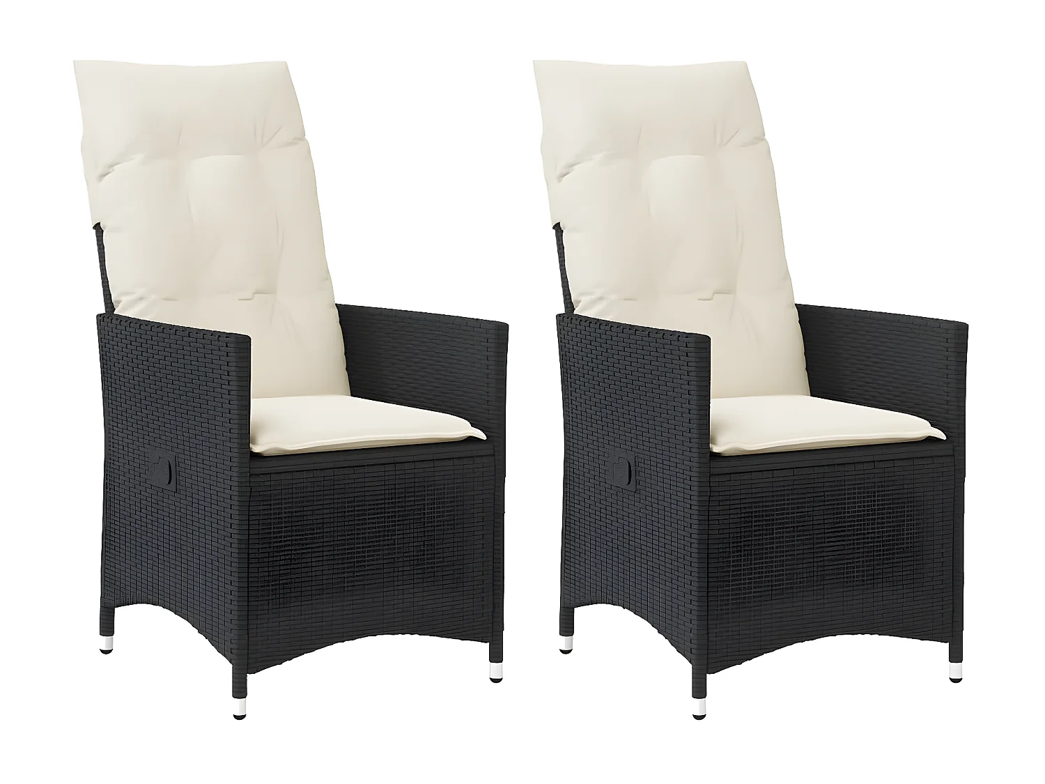 Juego de 2 Sillones reclinable jardín cojines ratán sintético negro ES836745