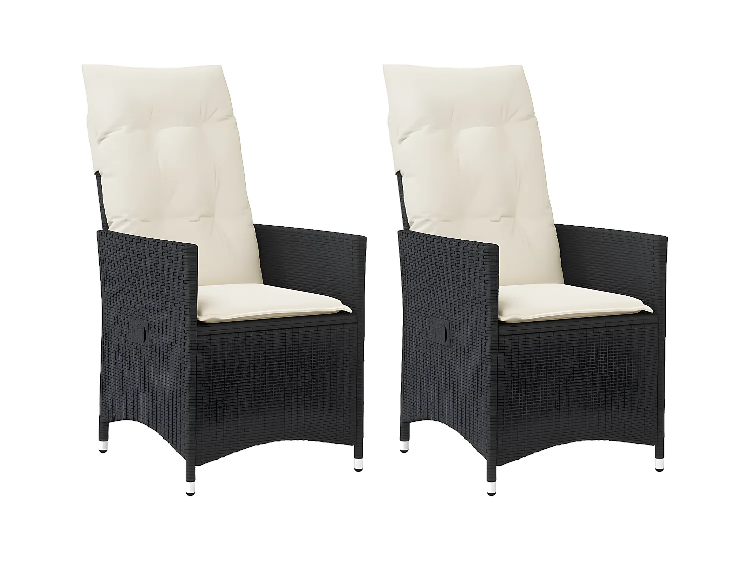 Lot de 2 Chaises inclinables de jardin et coussins noir rotin FR10943